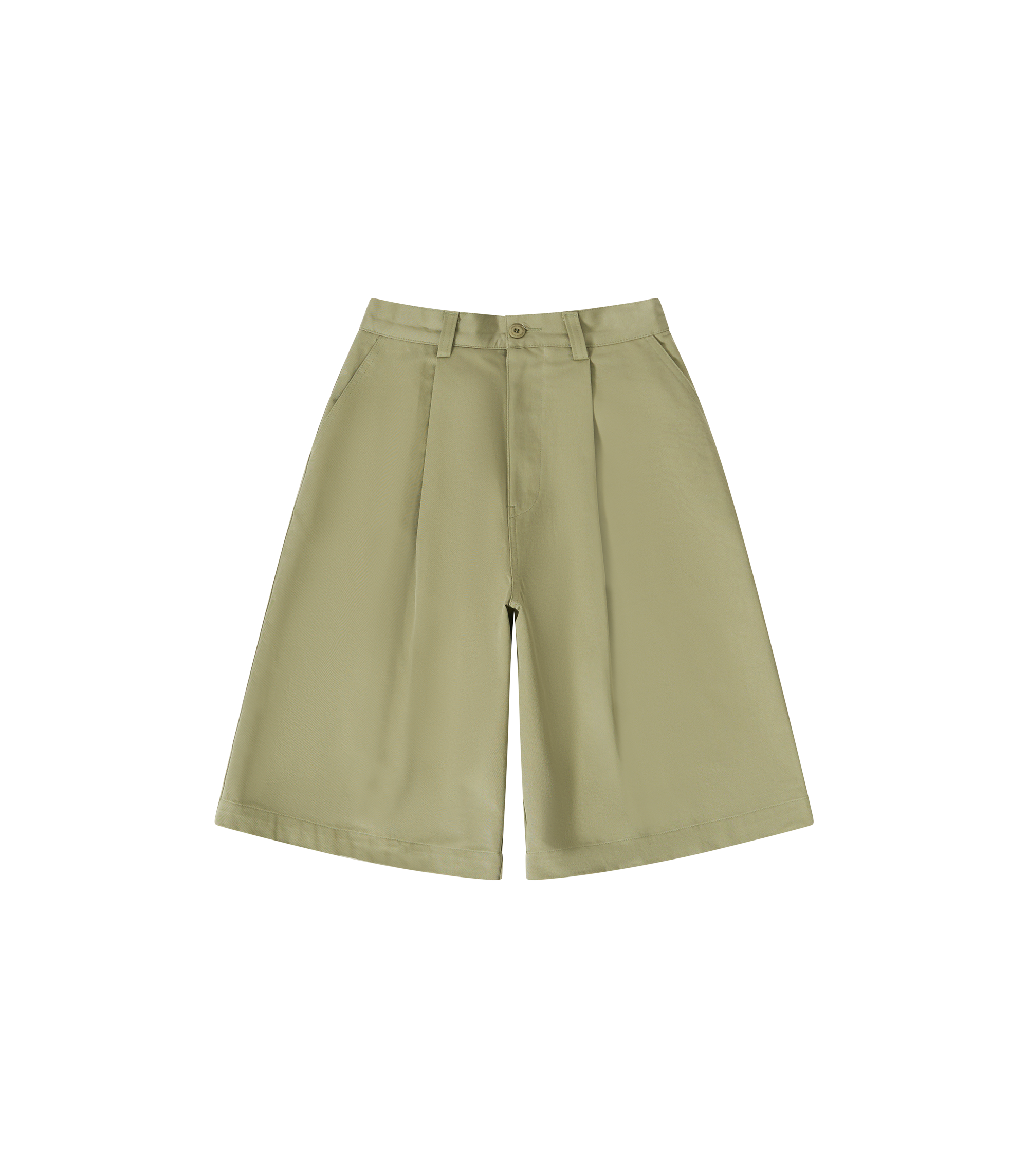 Pintuck Wide Shorts - Khaki