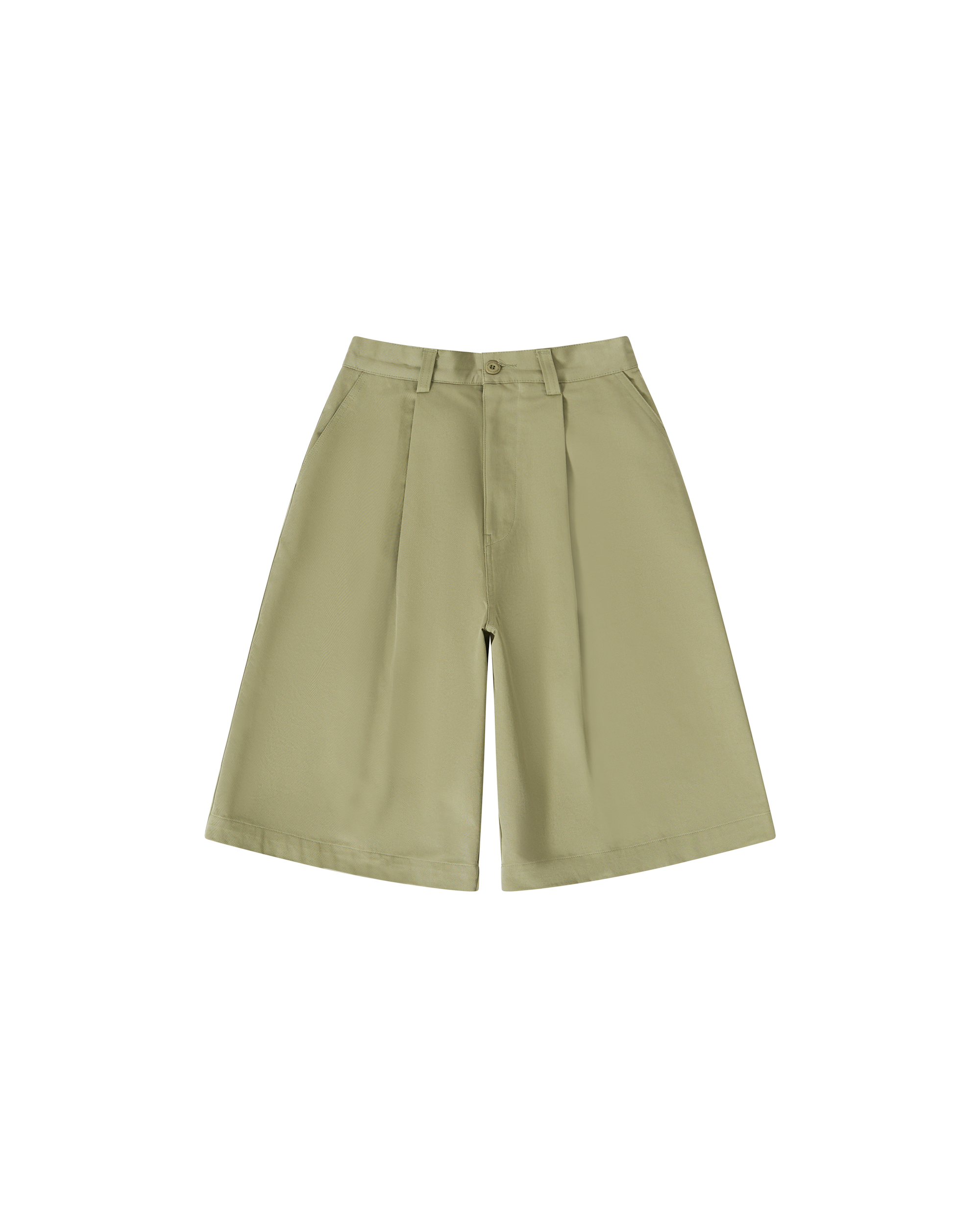 Pintuck Wide Shorts - Khaki