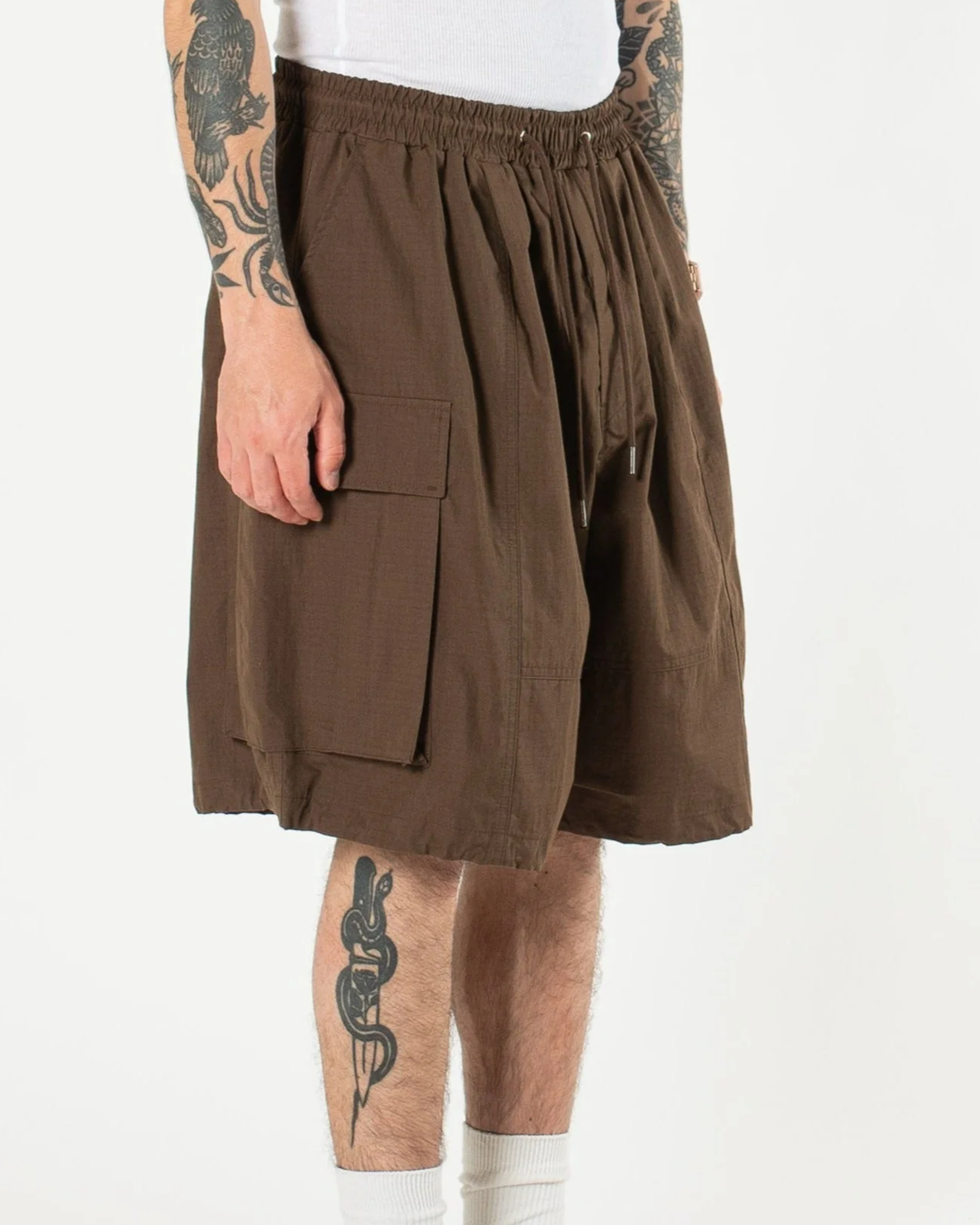 Ripstop Balloon Cargo Shorts - Brown
