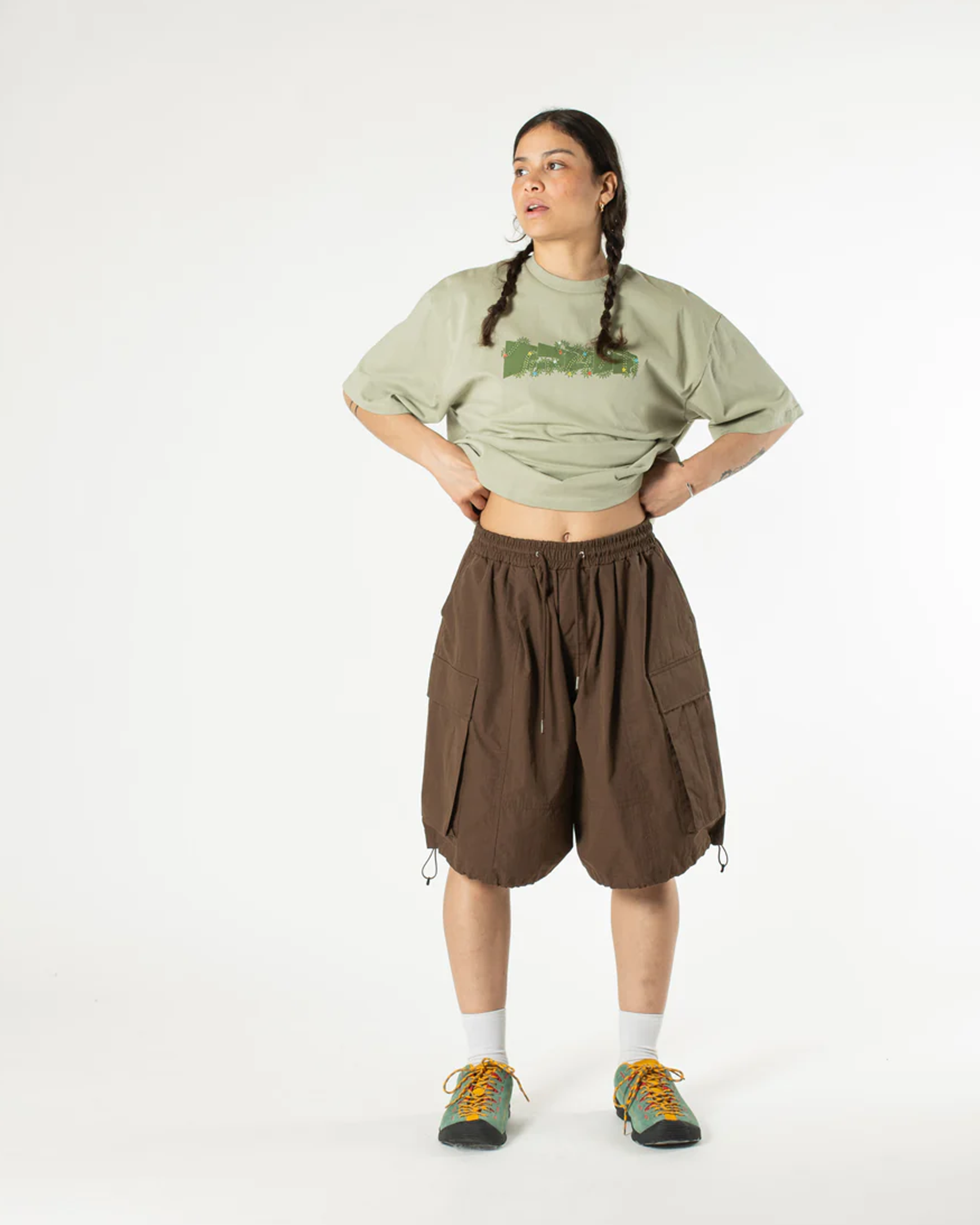 Ripstop Balloon Cargo Shorts - Brown