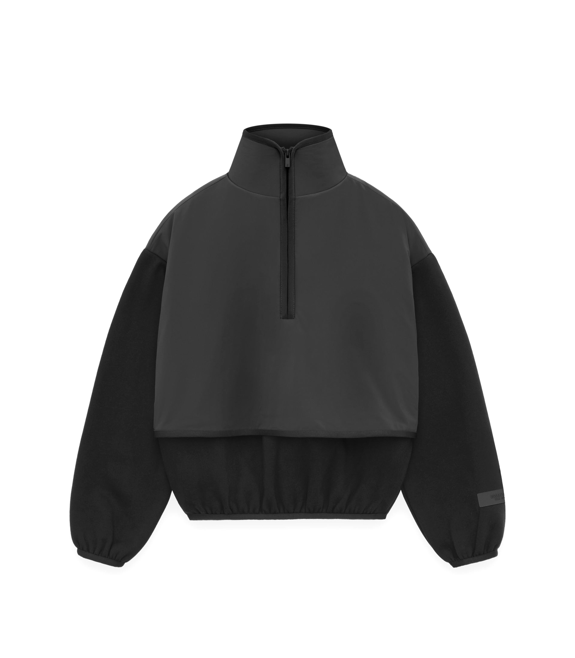 Nylon Fleece Mockneck Sweater - Black / Black