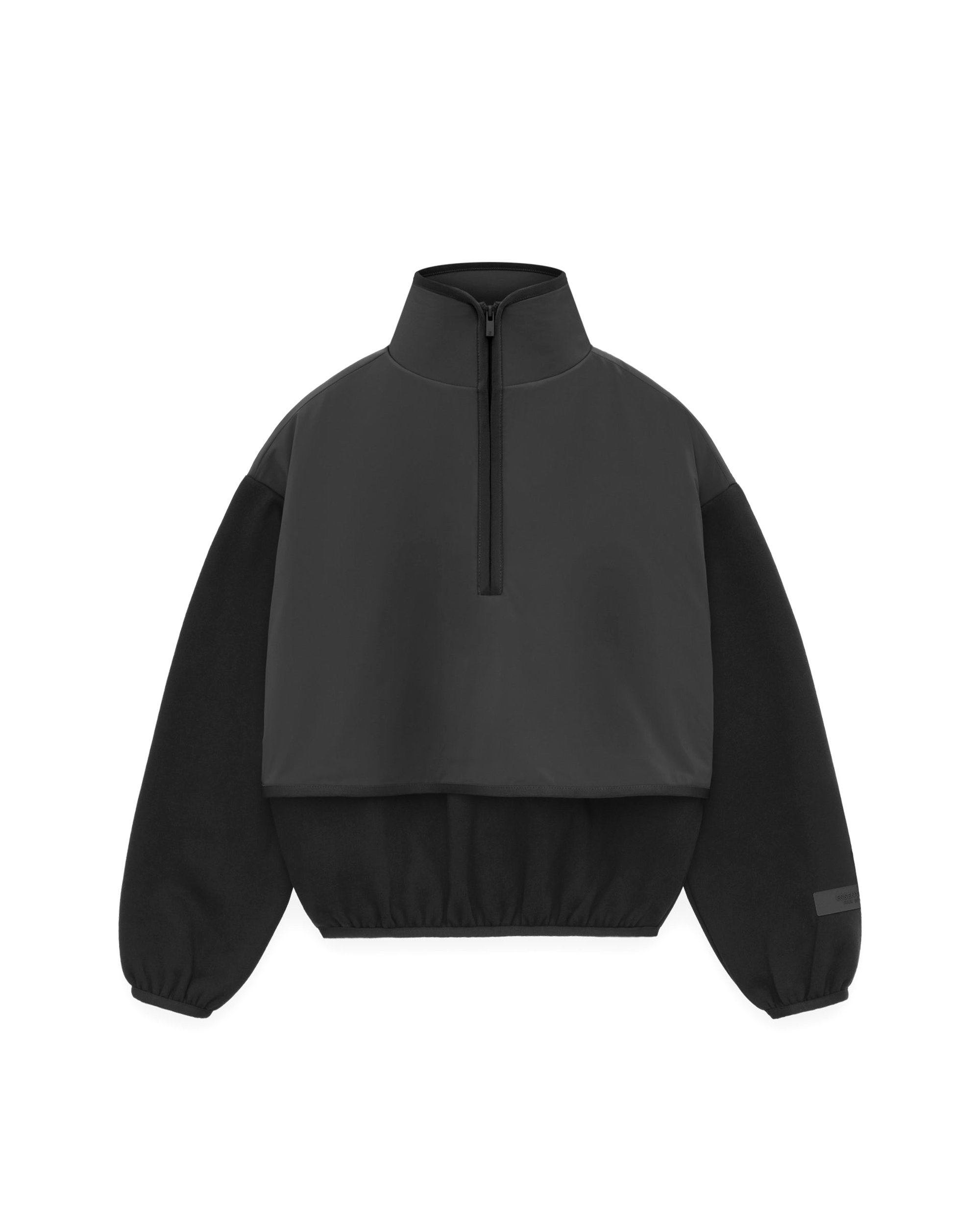 Nylon Fleece Mockneck Sweater - Black / Black