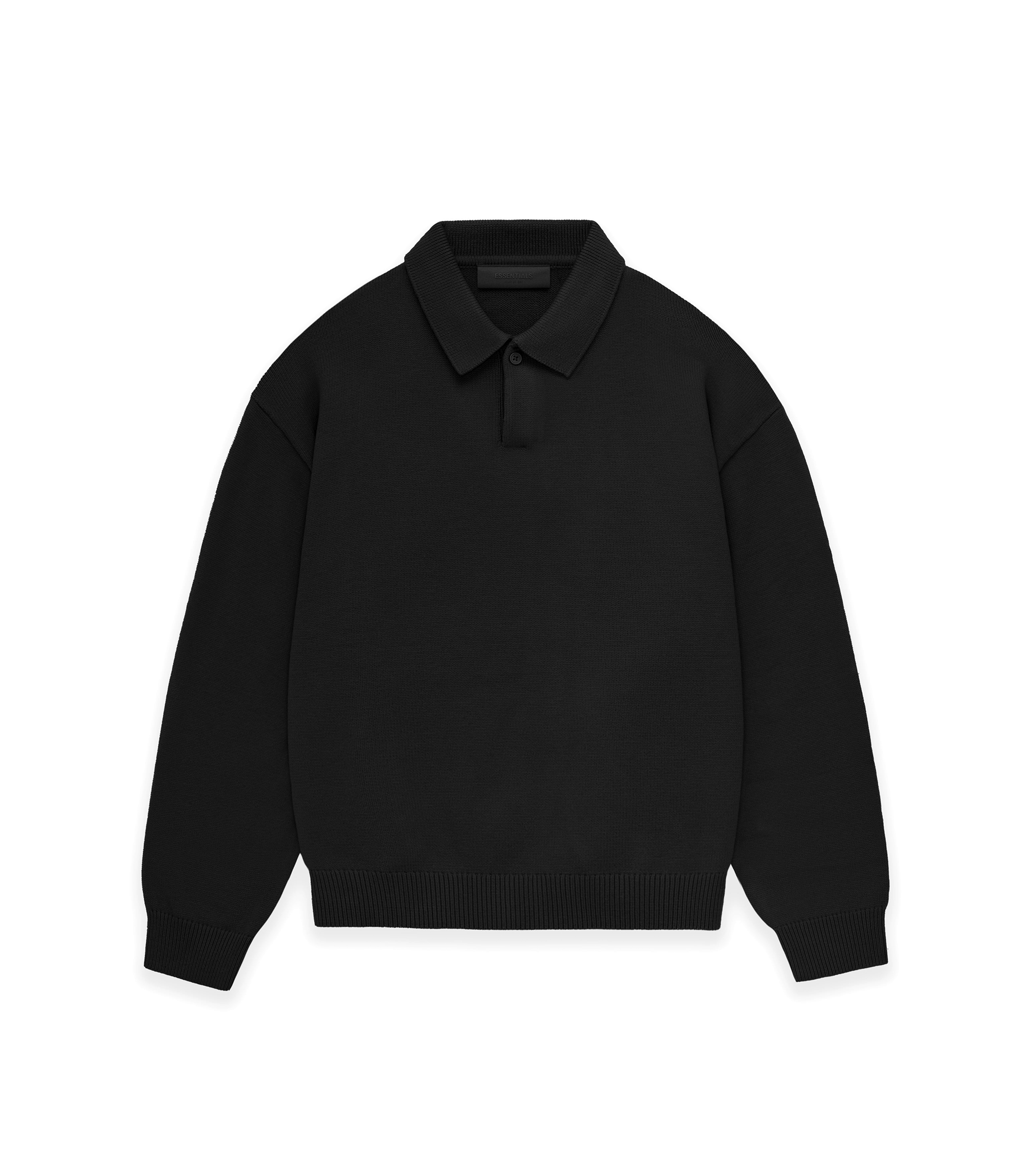 L/S Knit Polo Shirt - Jet Black