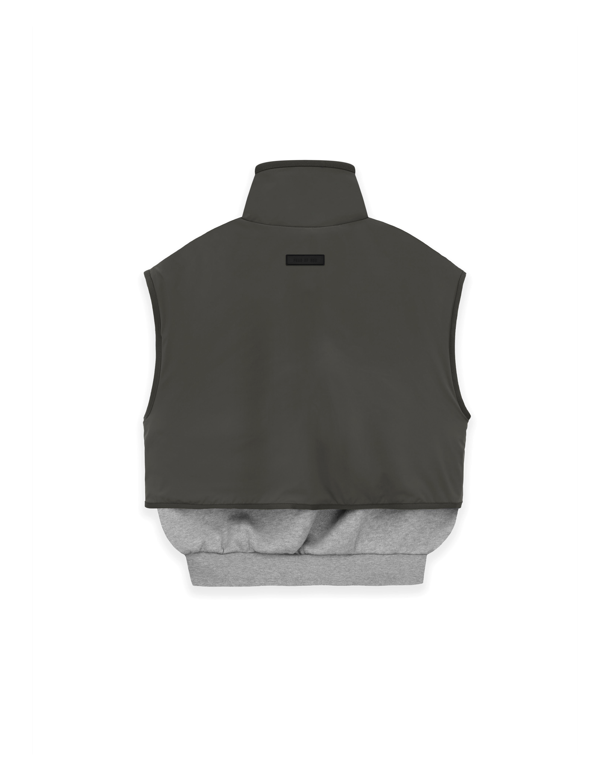 Essentials Nylon Fleece Mockneck Vest - Dark Heather Oatmeal / Ink