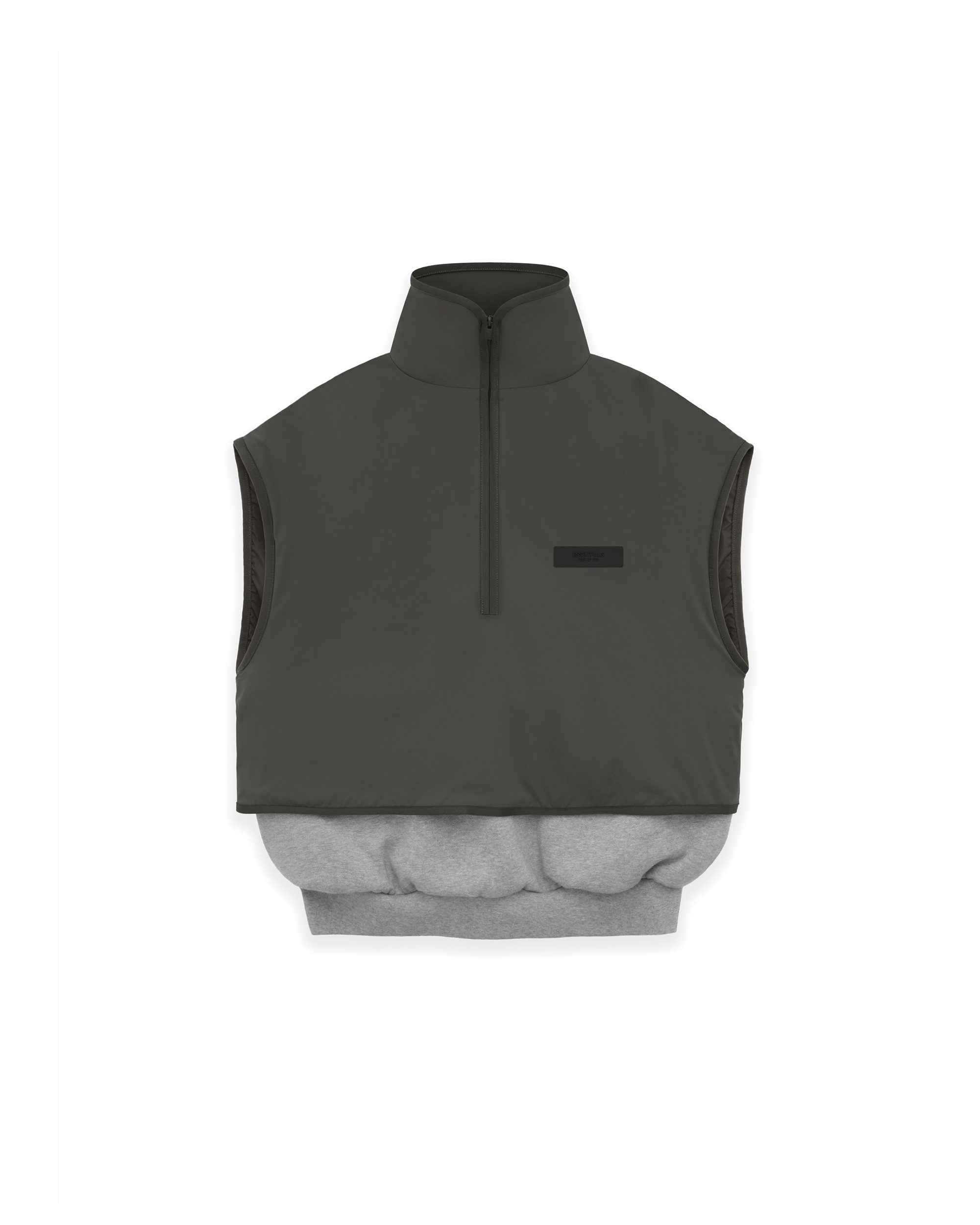 Essentials Nylon Fleece Mockneck Vest - Dark Heather Oatmeal / Ink