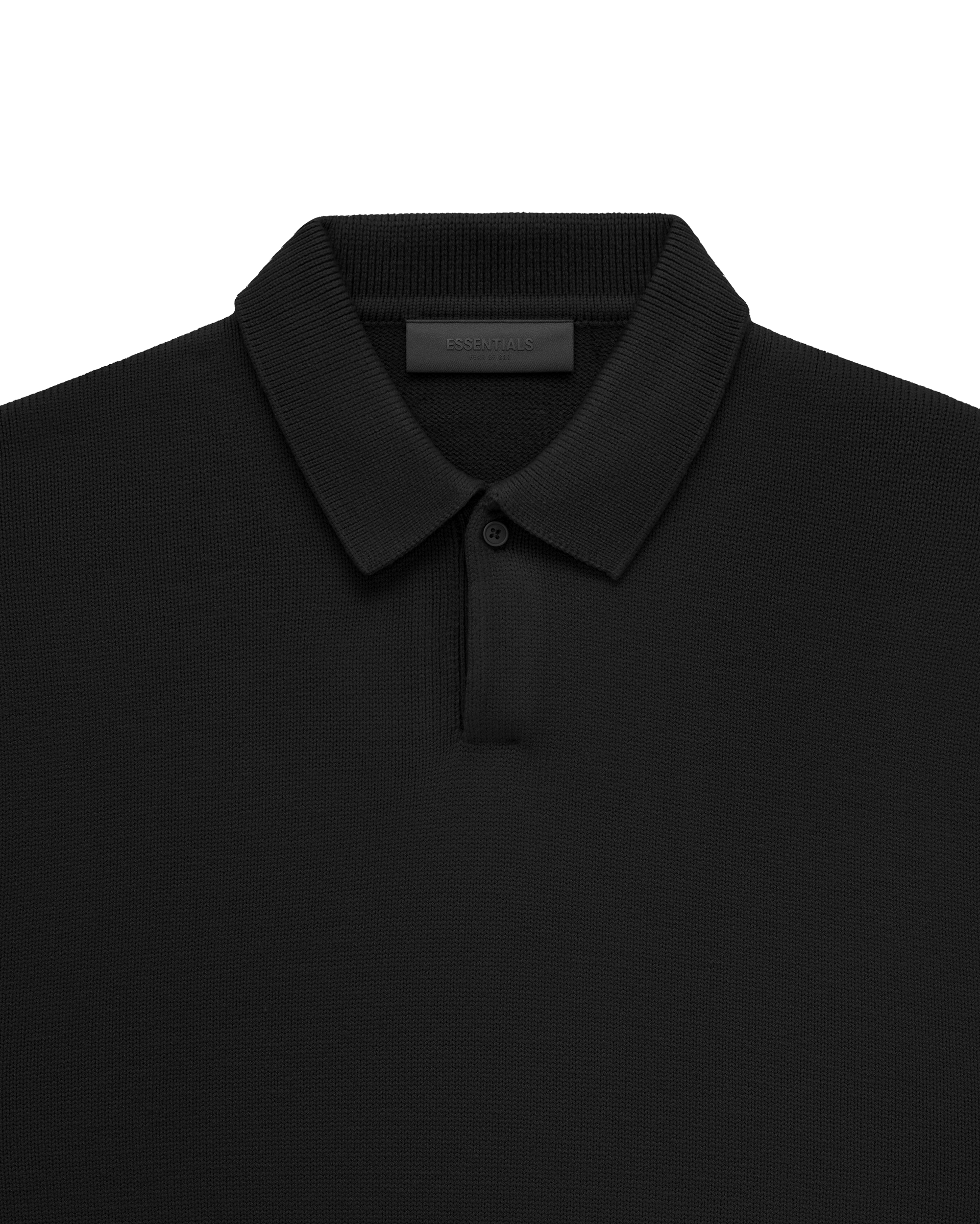 L/S Knit Polo Shirt - Jet Black