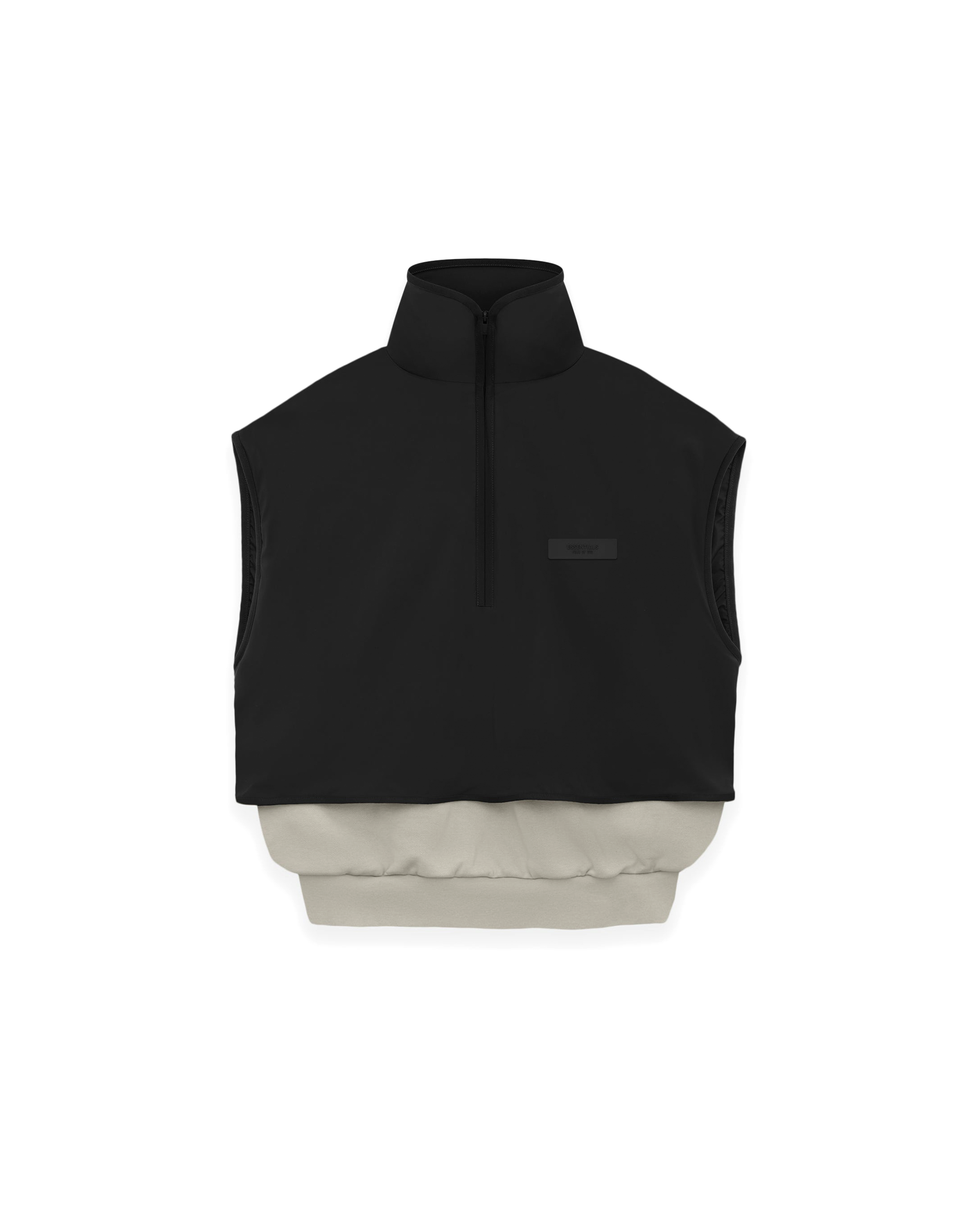 Nylon Fleece Mockneck Vest - Seal / Jet Black