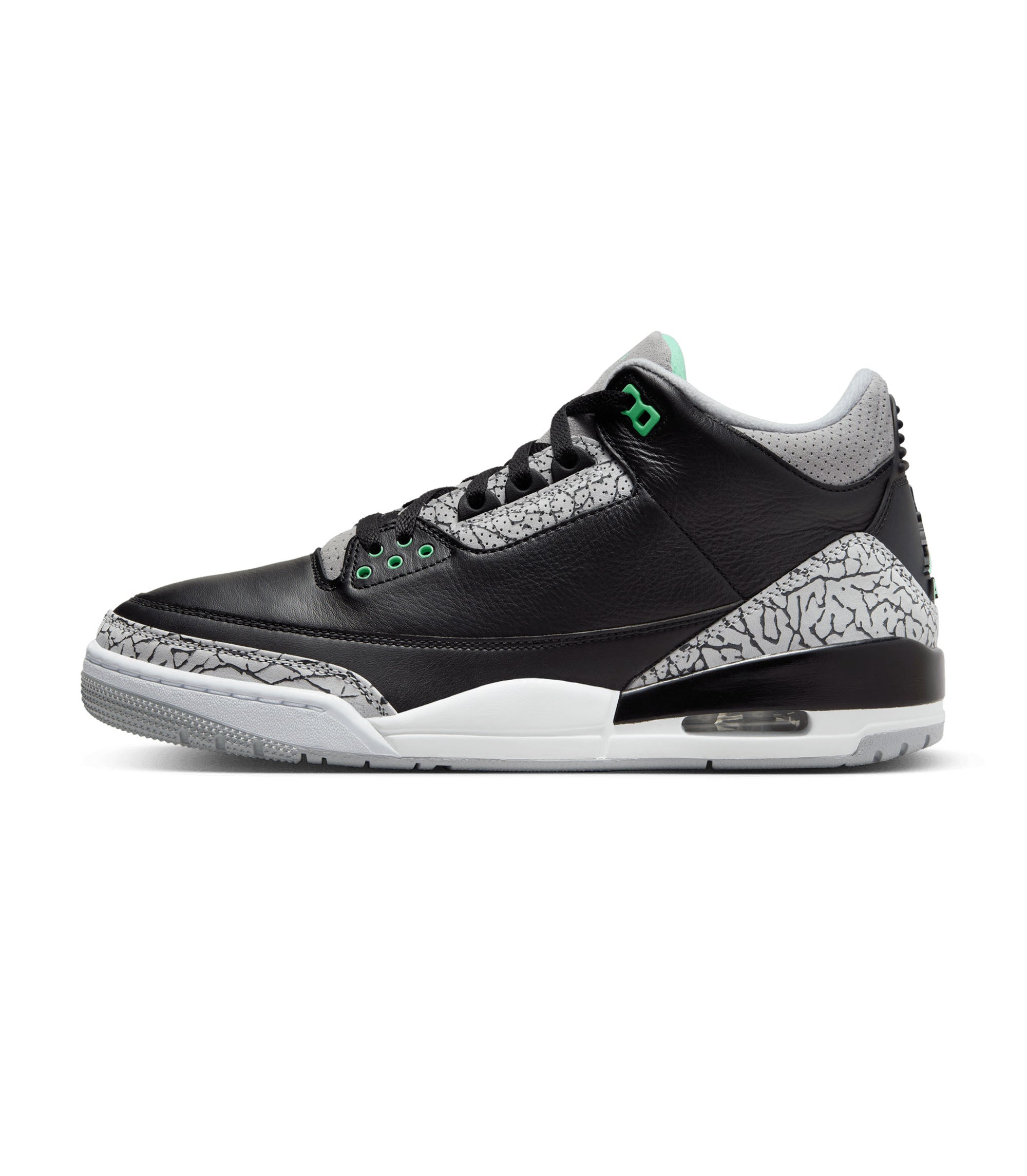 Air Jordan 3 Retro - Black / Green Glow / Wolf Grey