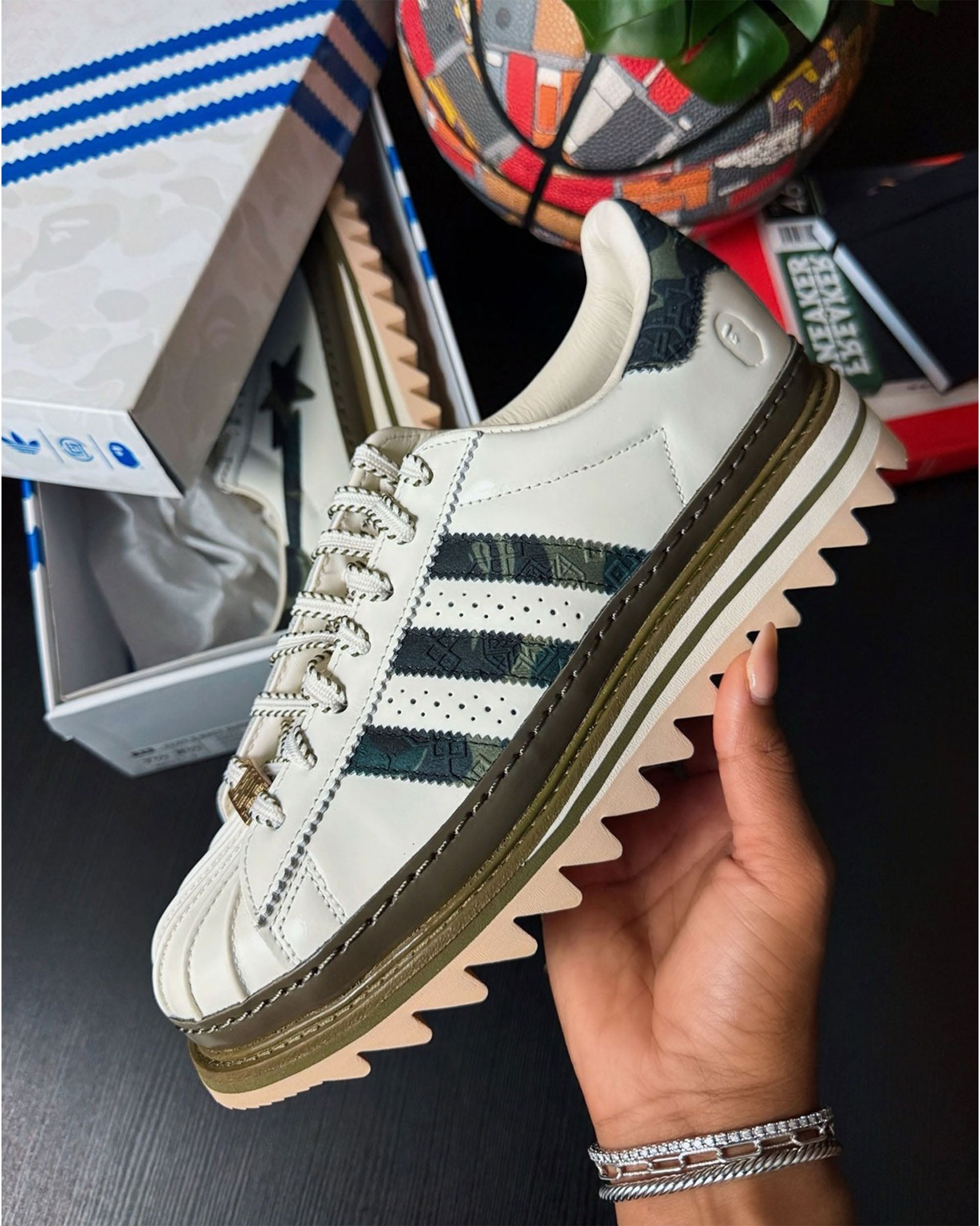 CLOT x BAPE Superstar - Off White / Branch / Olive