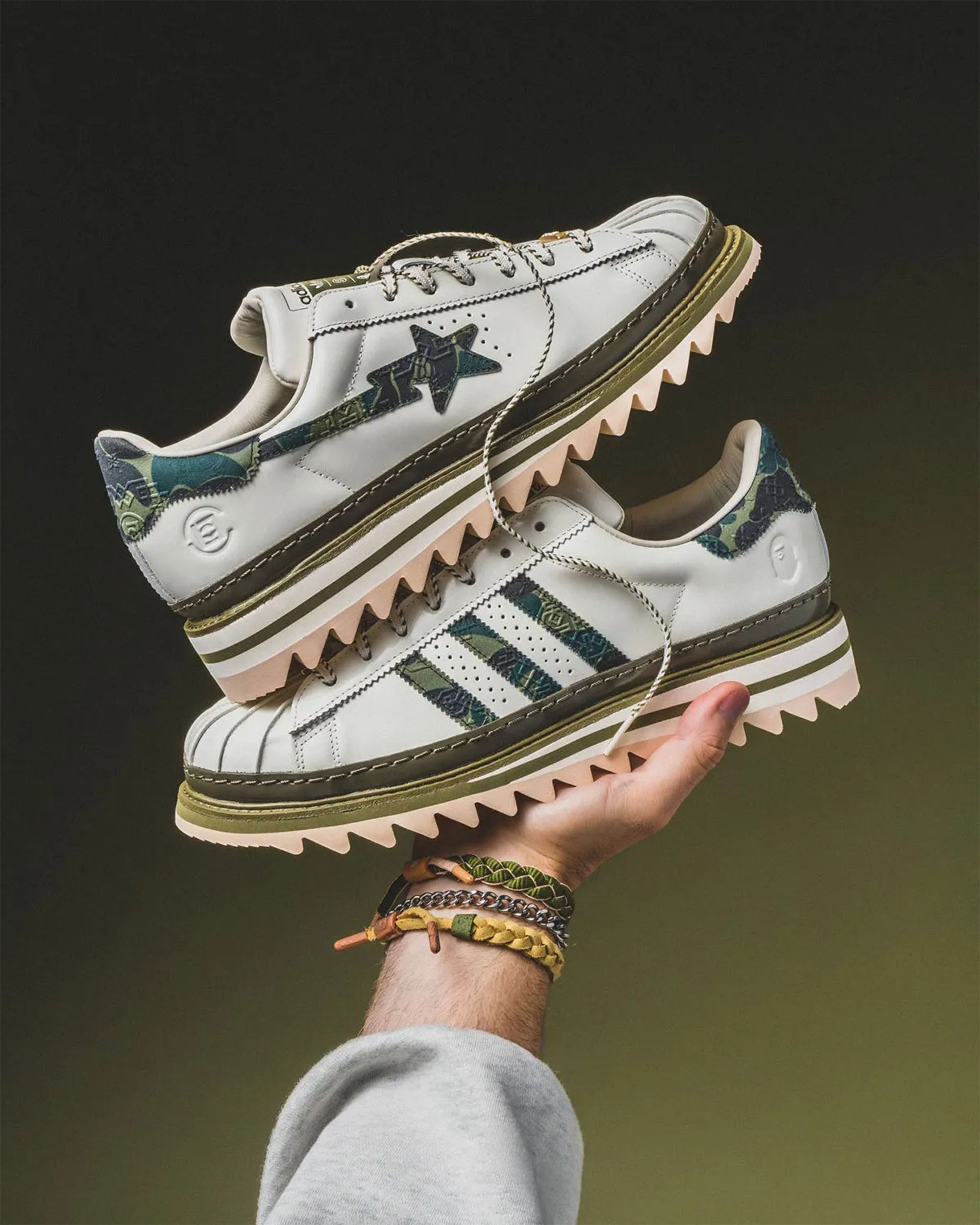 CLOT x BAPE Superstar - Off White / Branch / Olive