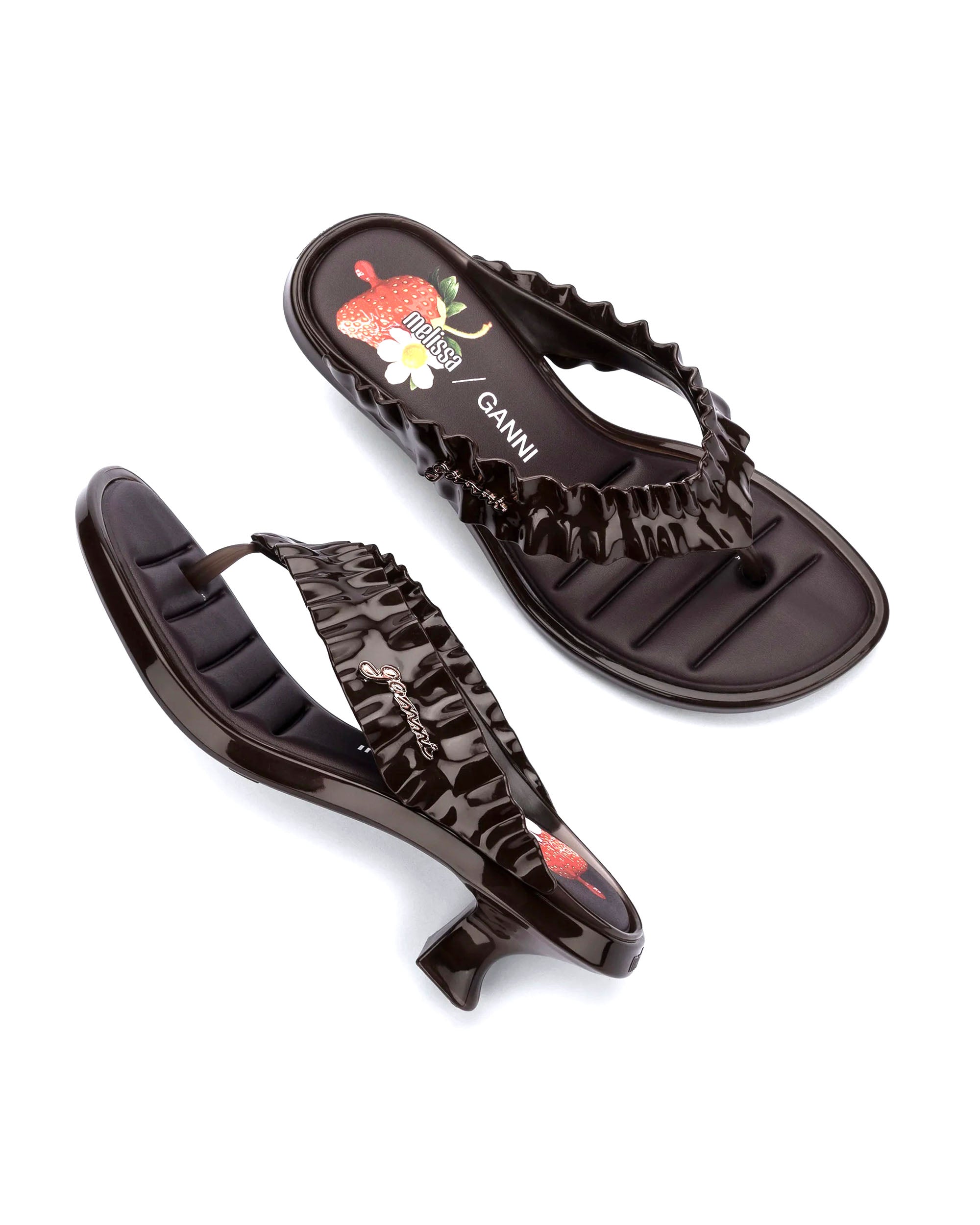 Ganni Thong Kitten Heel - Brown