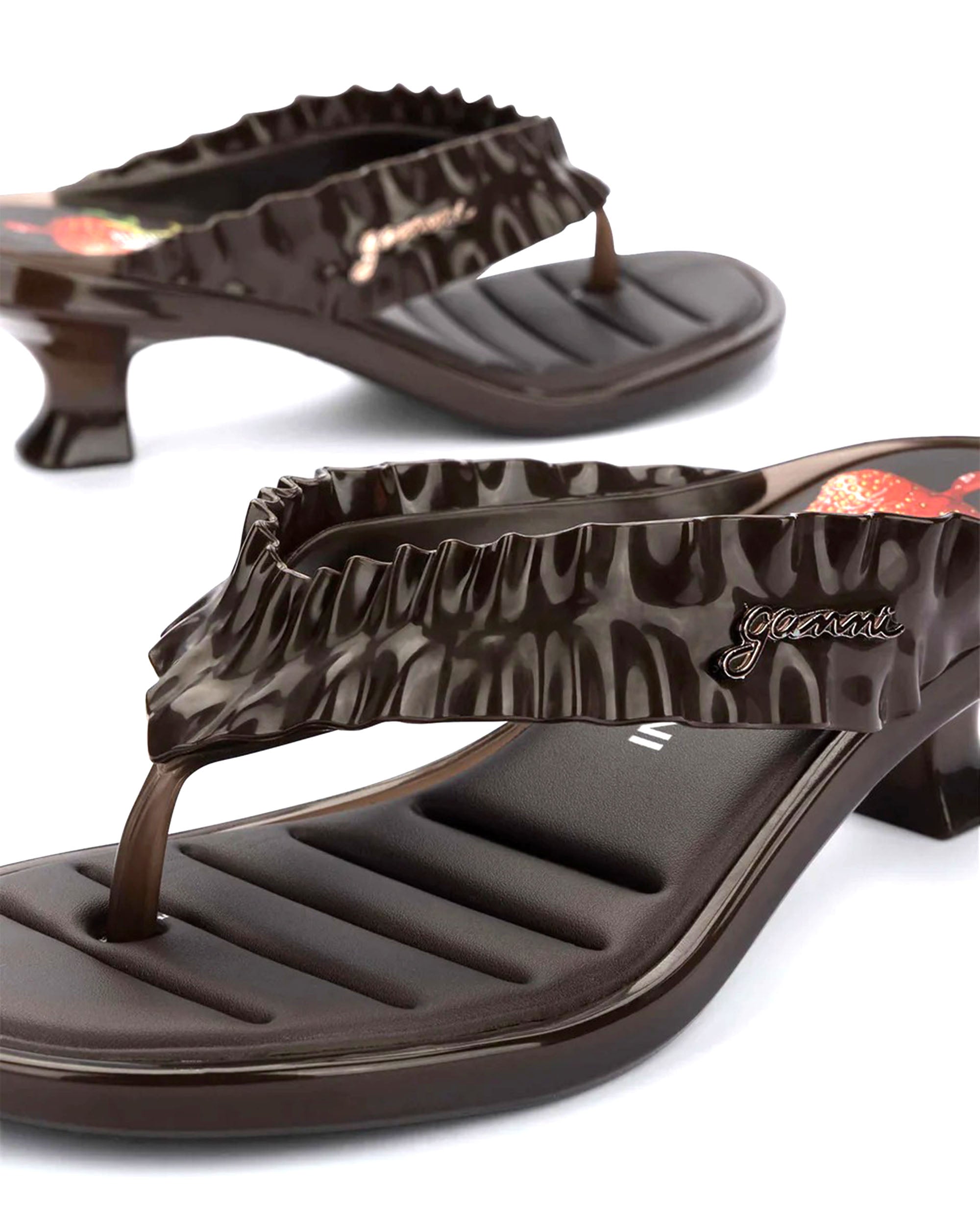 Ganni Thong Kitten Heel - Brown