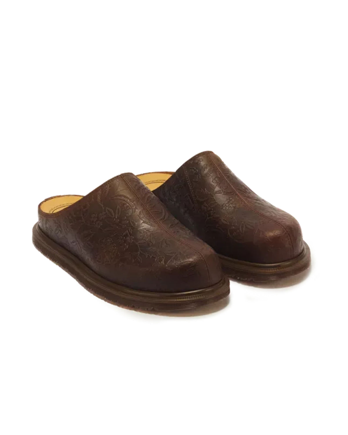 San Mule Emboss Floral - Dark Brown Crazy Horse Floral