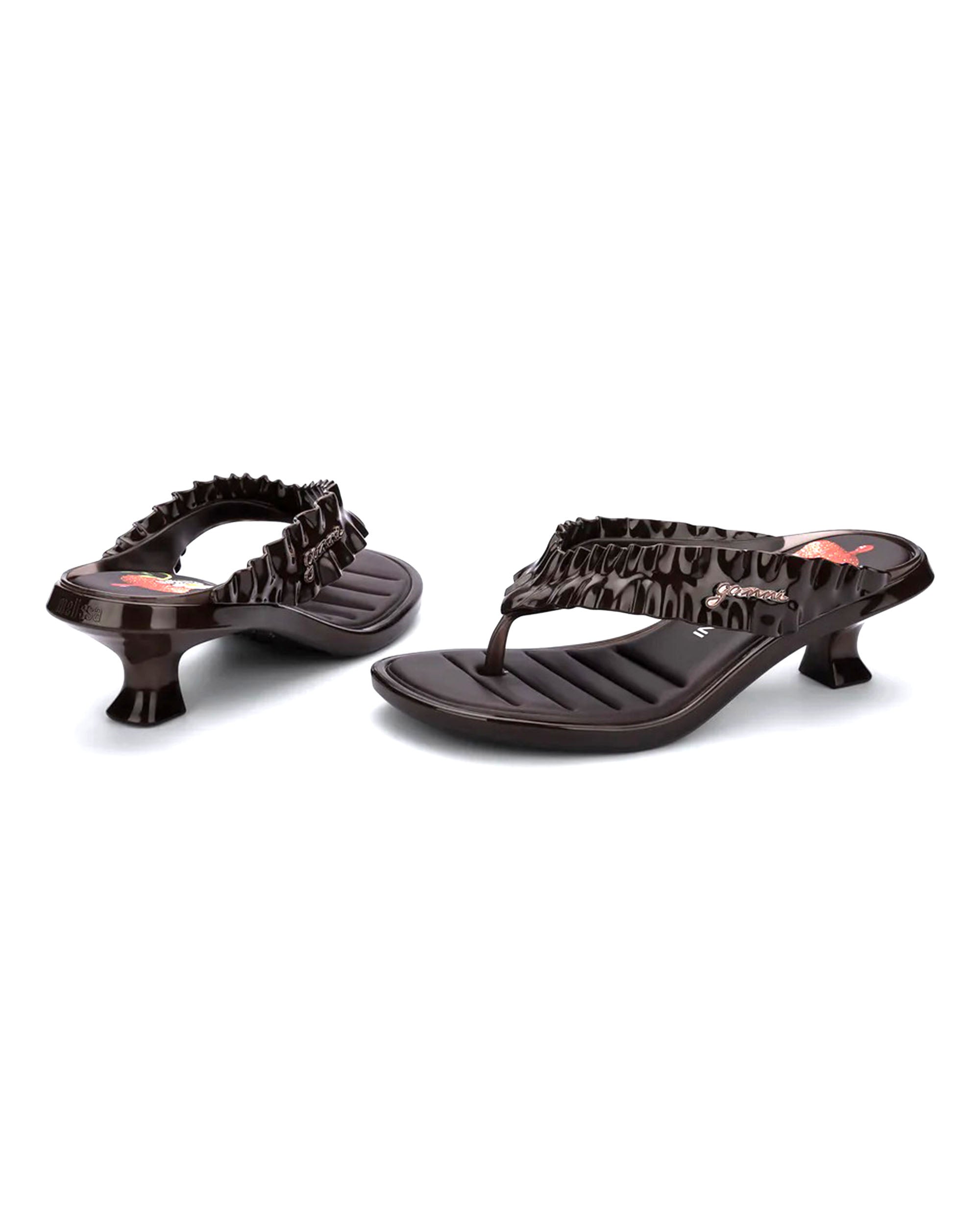 Ganni Thong Kitten Heel - Brown