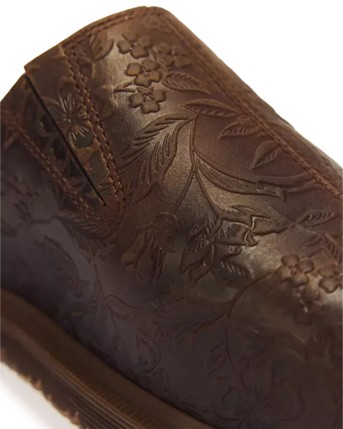 San Mule Emboss Floral - Dark Brown Crazy Horse Floral