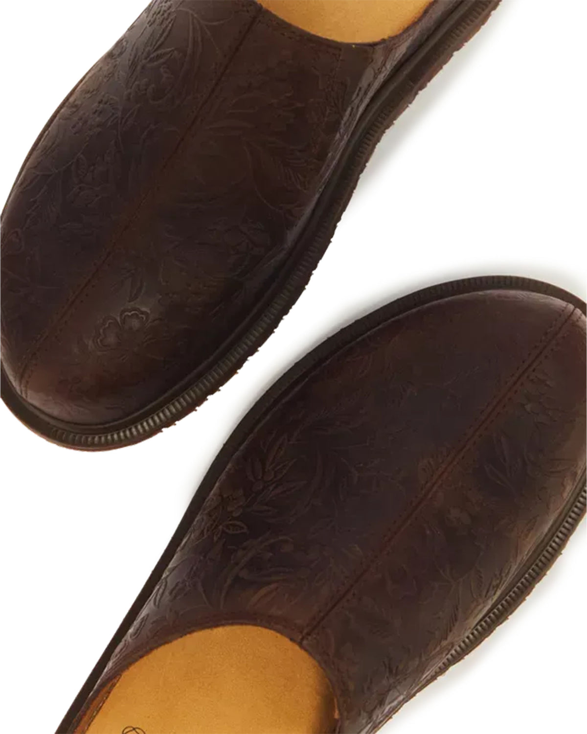 San Mule Emboss Floral - Dark Brown Crazy Horse Floral