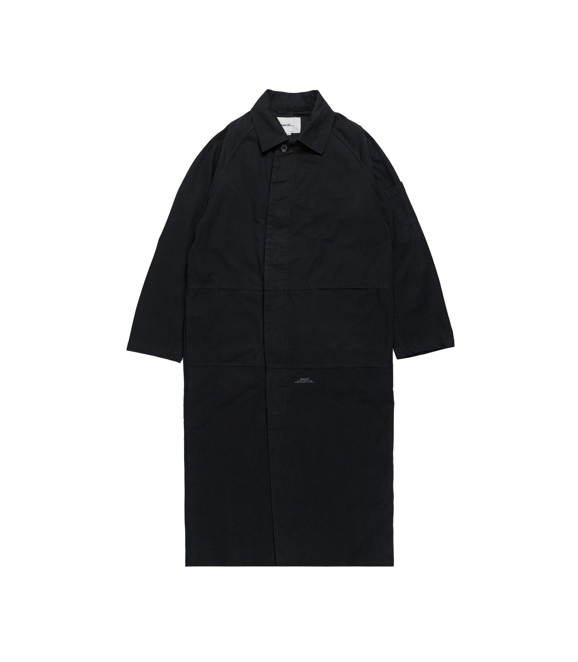 Reverse Twill Panel Trench - Black