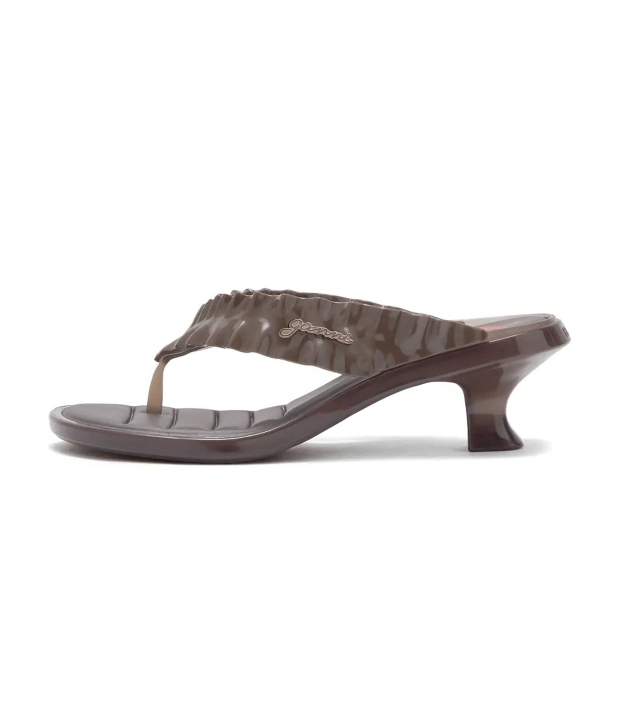 Ganni Thong Kitten Heel - Brown