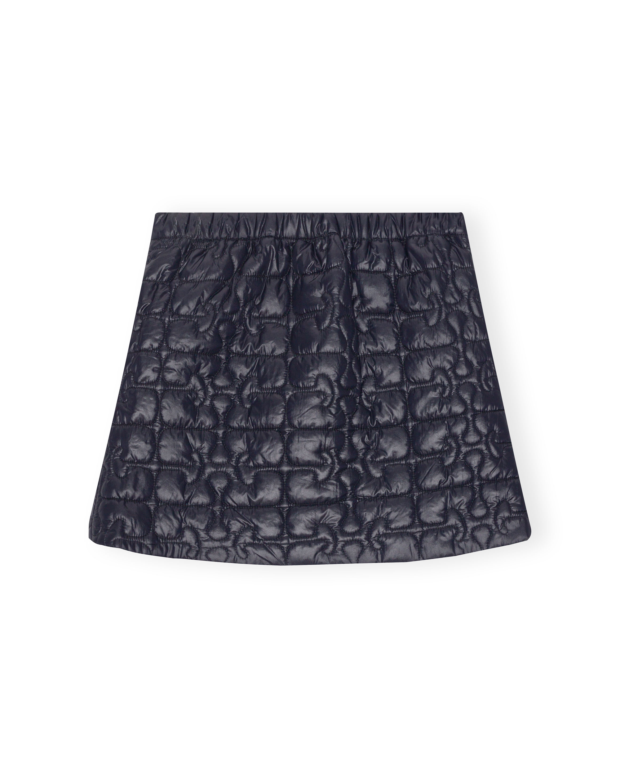 Shiny Quilt Mini Skirt - Black