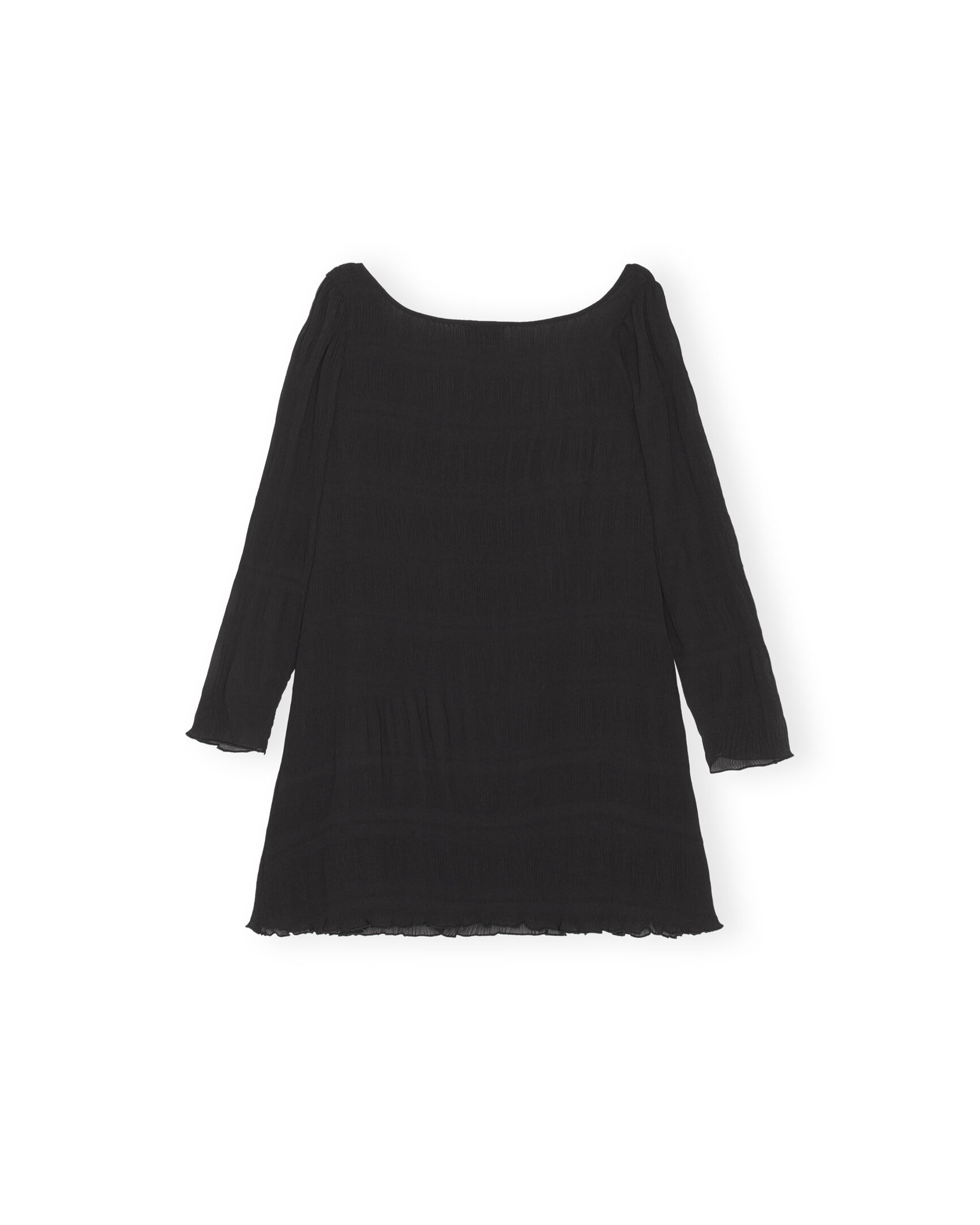 Pleated Georgette Mini Dress - Black