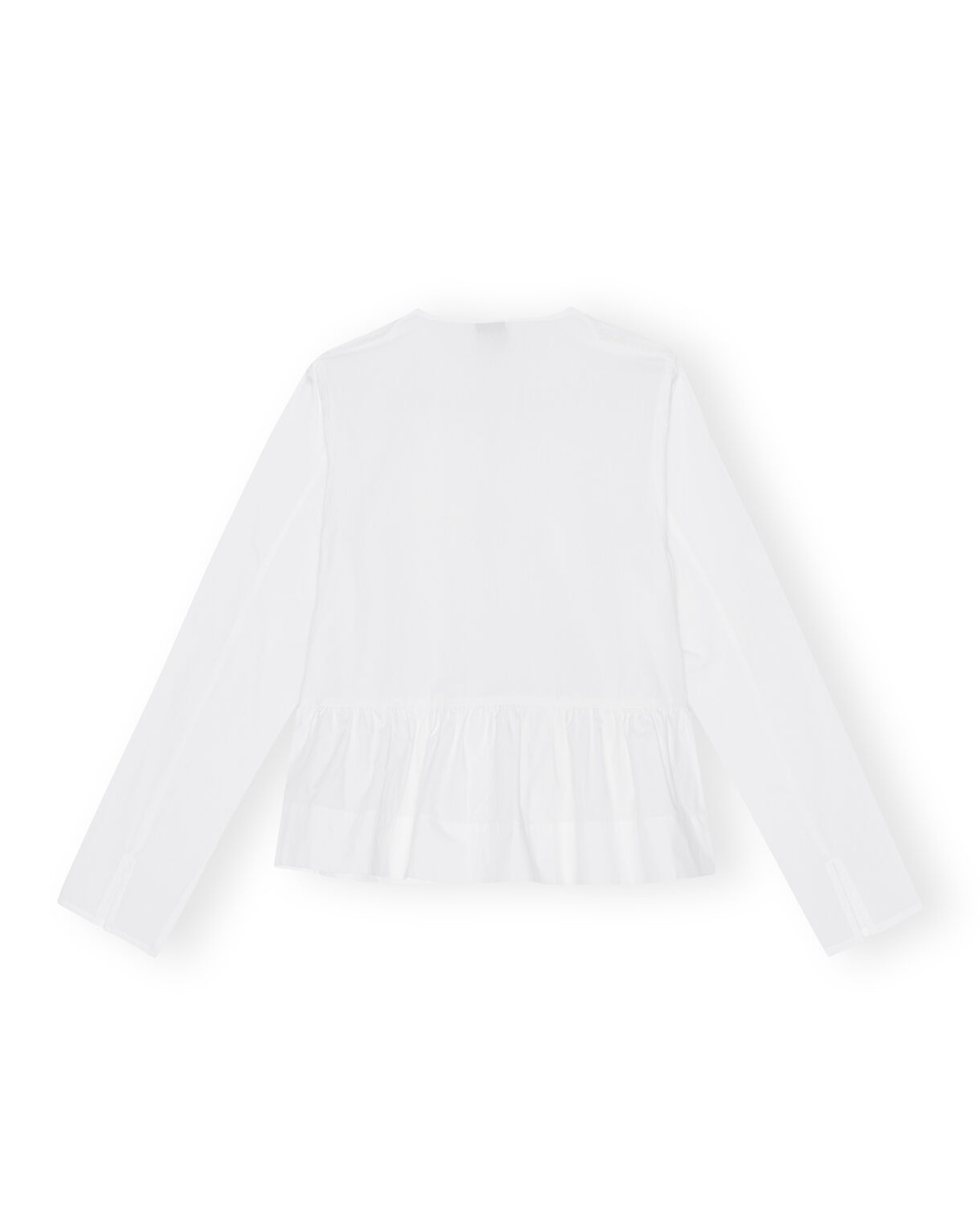 Cotton Poplin Tie String Peplum Blouse - Bright White