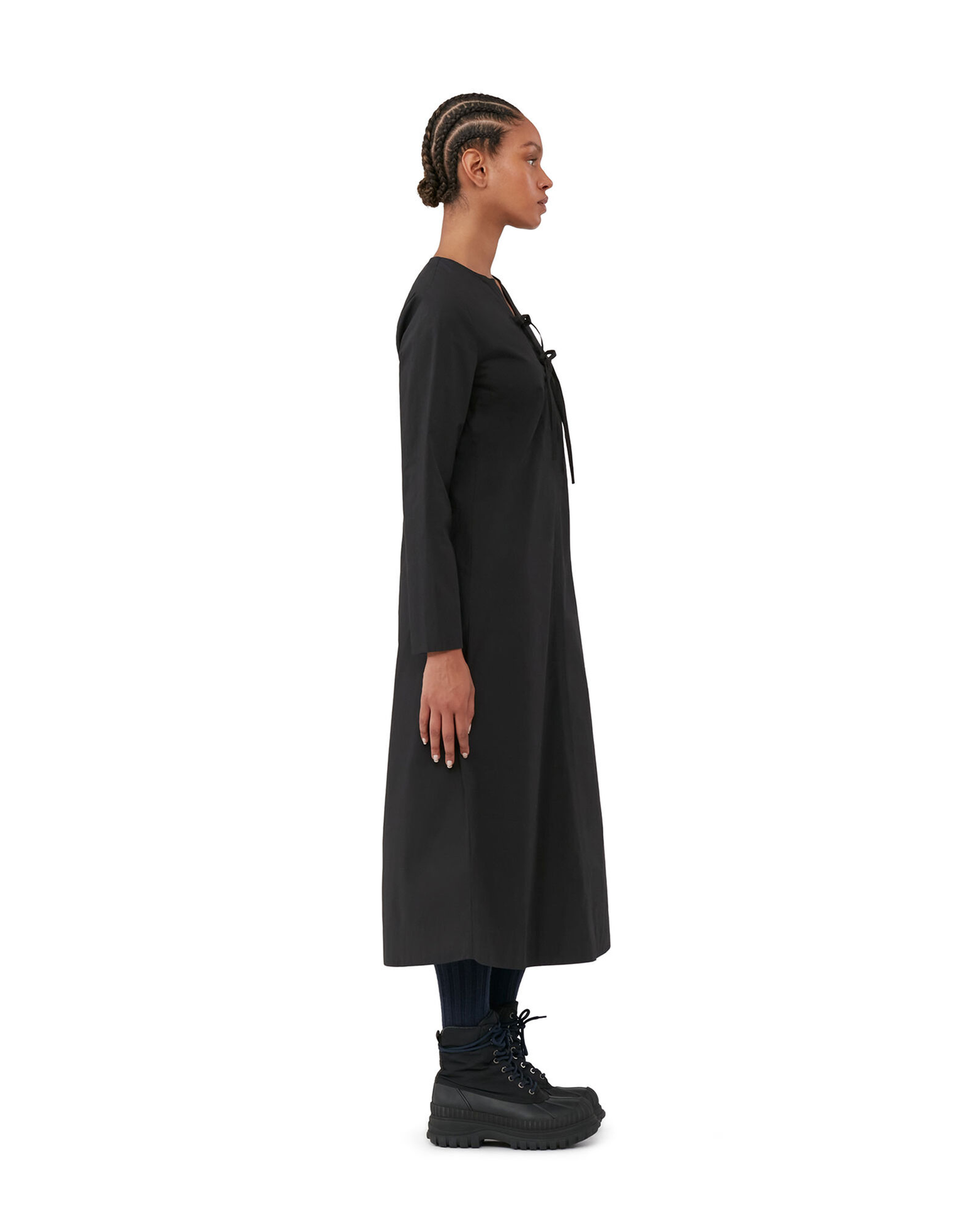 Cotton Poplin Maxi Dress - Black