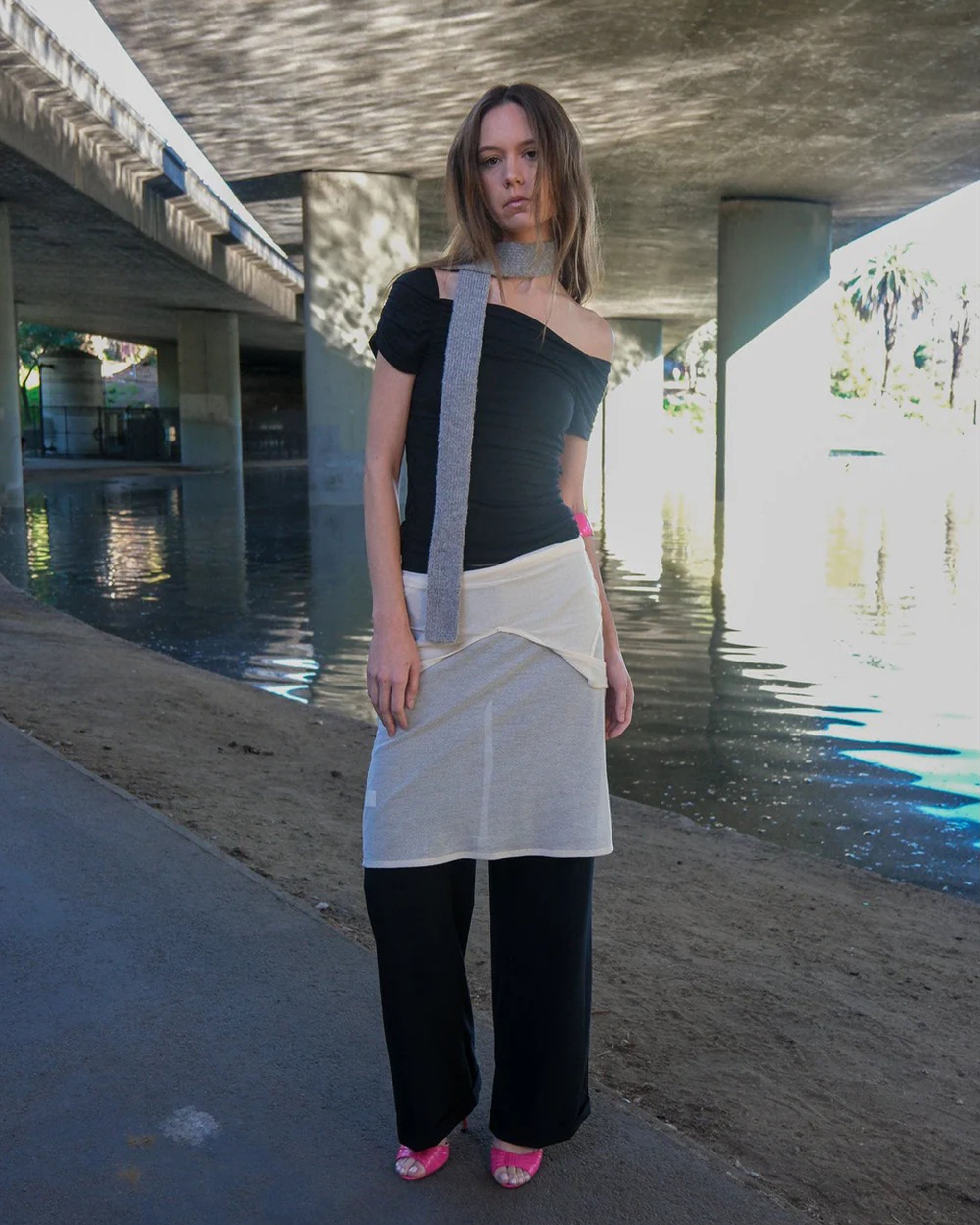 Skinny Scarf - Heather Grey