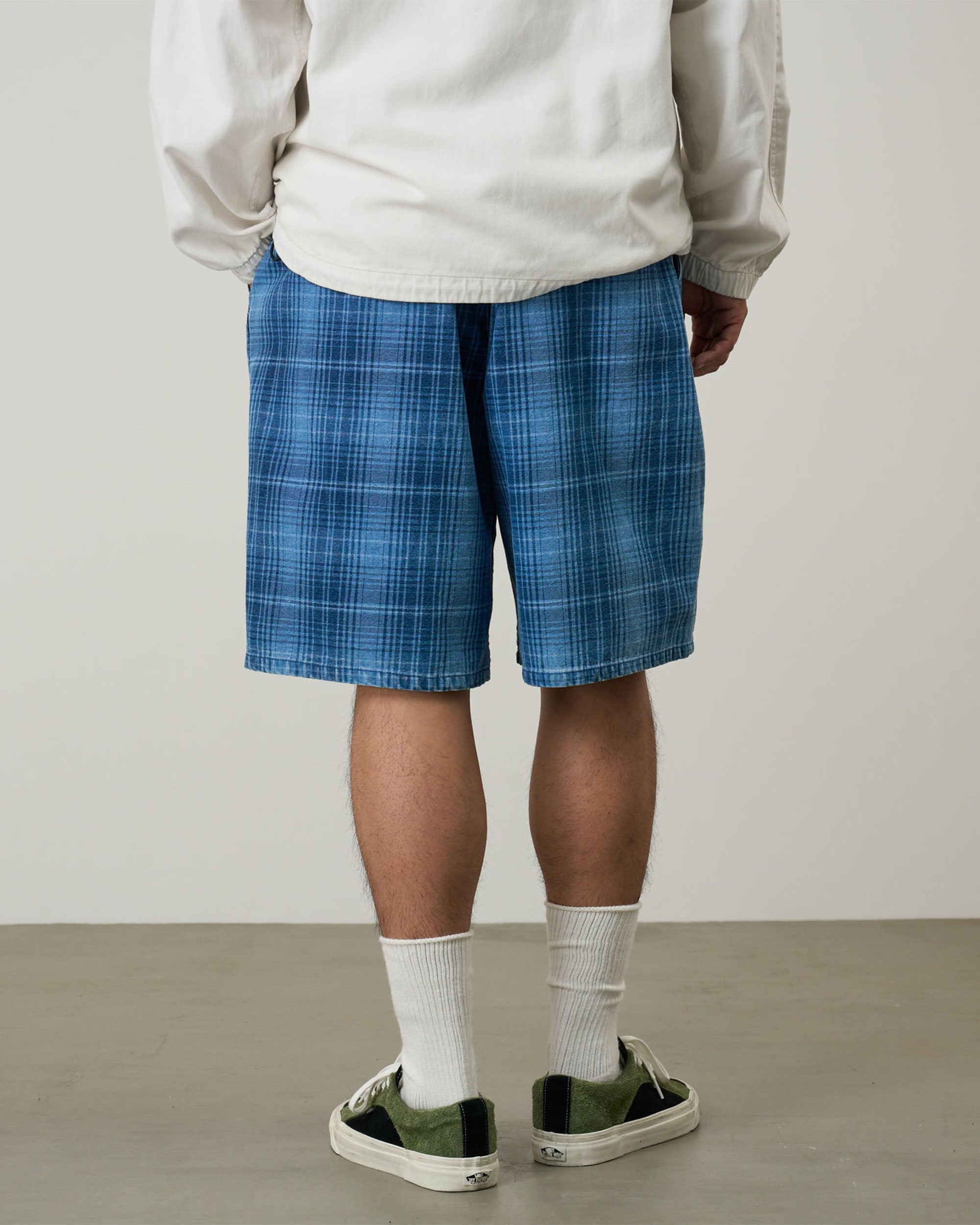 Lagoon Short Denim Plaid - Indigo Checkered Plaid