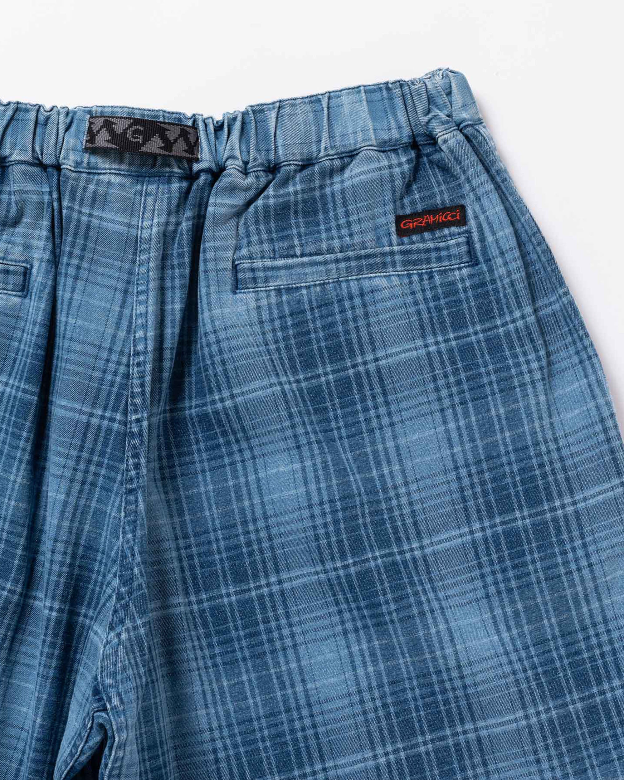 Lagoon Short Denim Plaid - Indigo Checkered Plaid