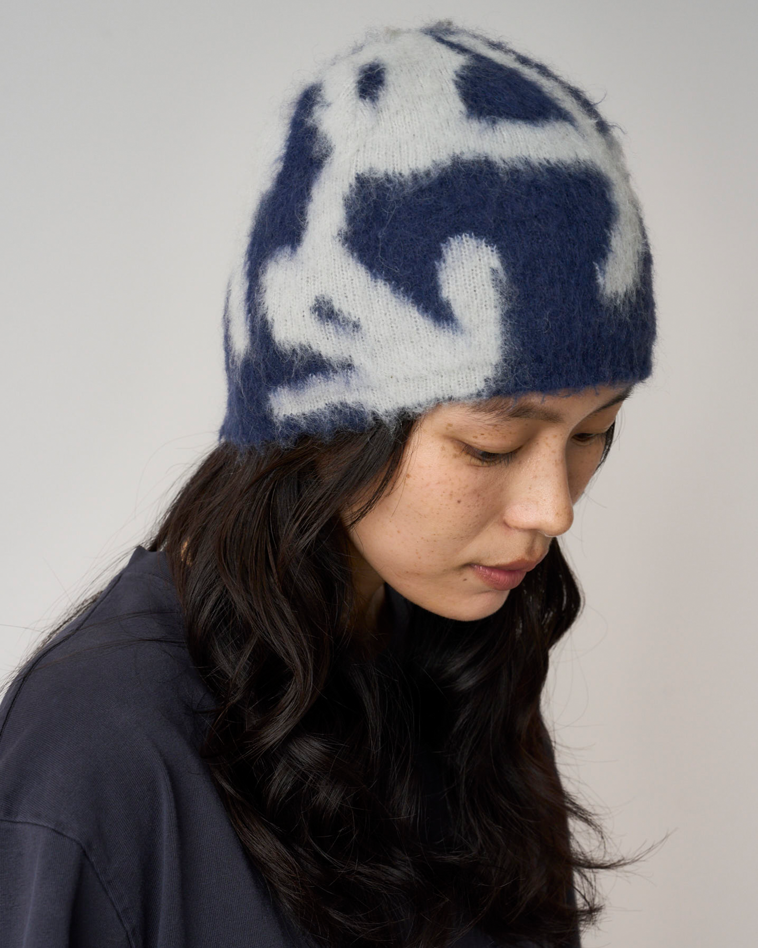 Mohair Burly Runningman Beanie - Midnight