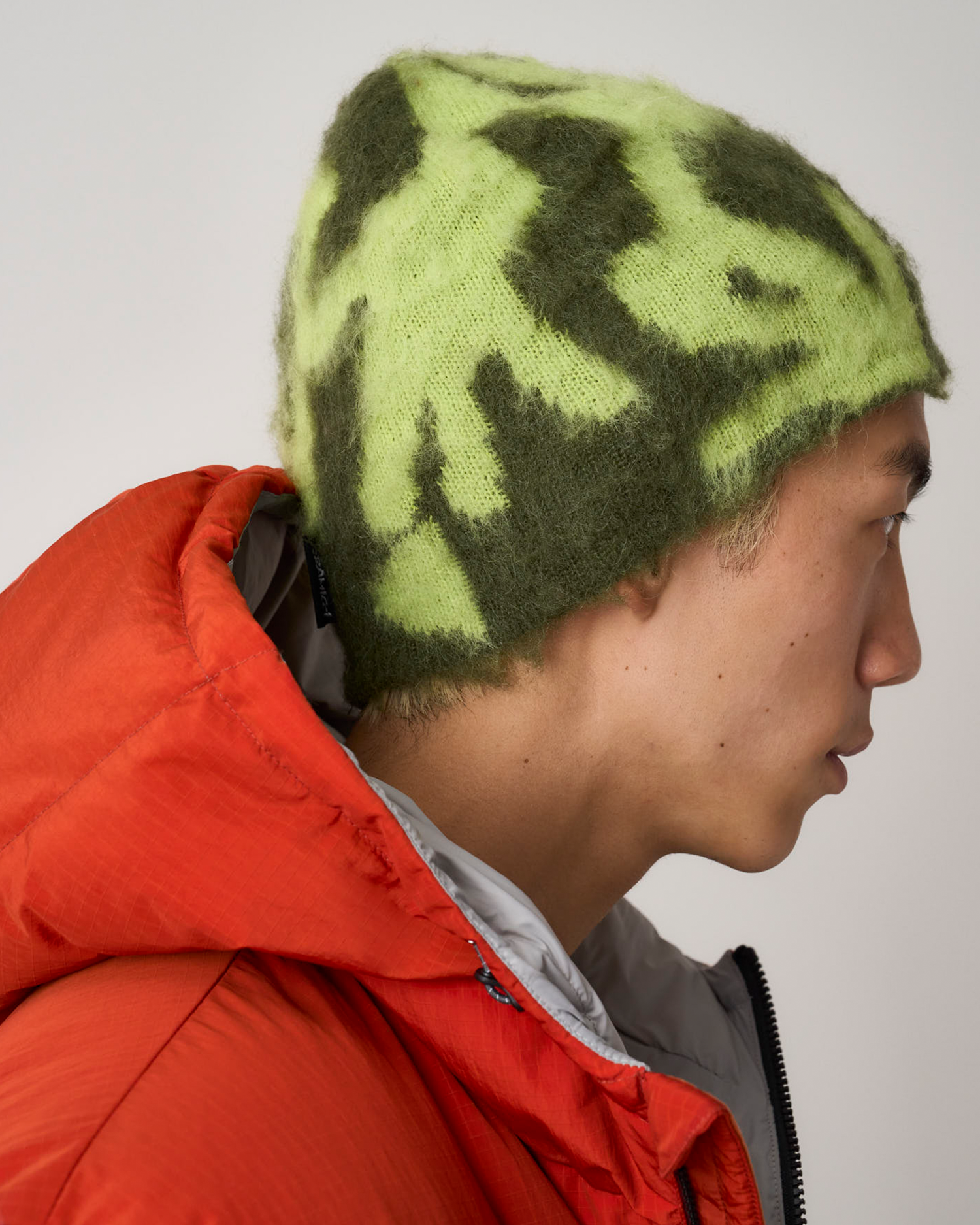 Mohair Burly Runningman Beanie - Chartreuse