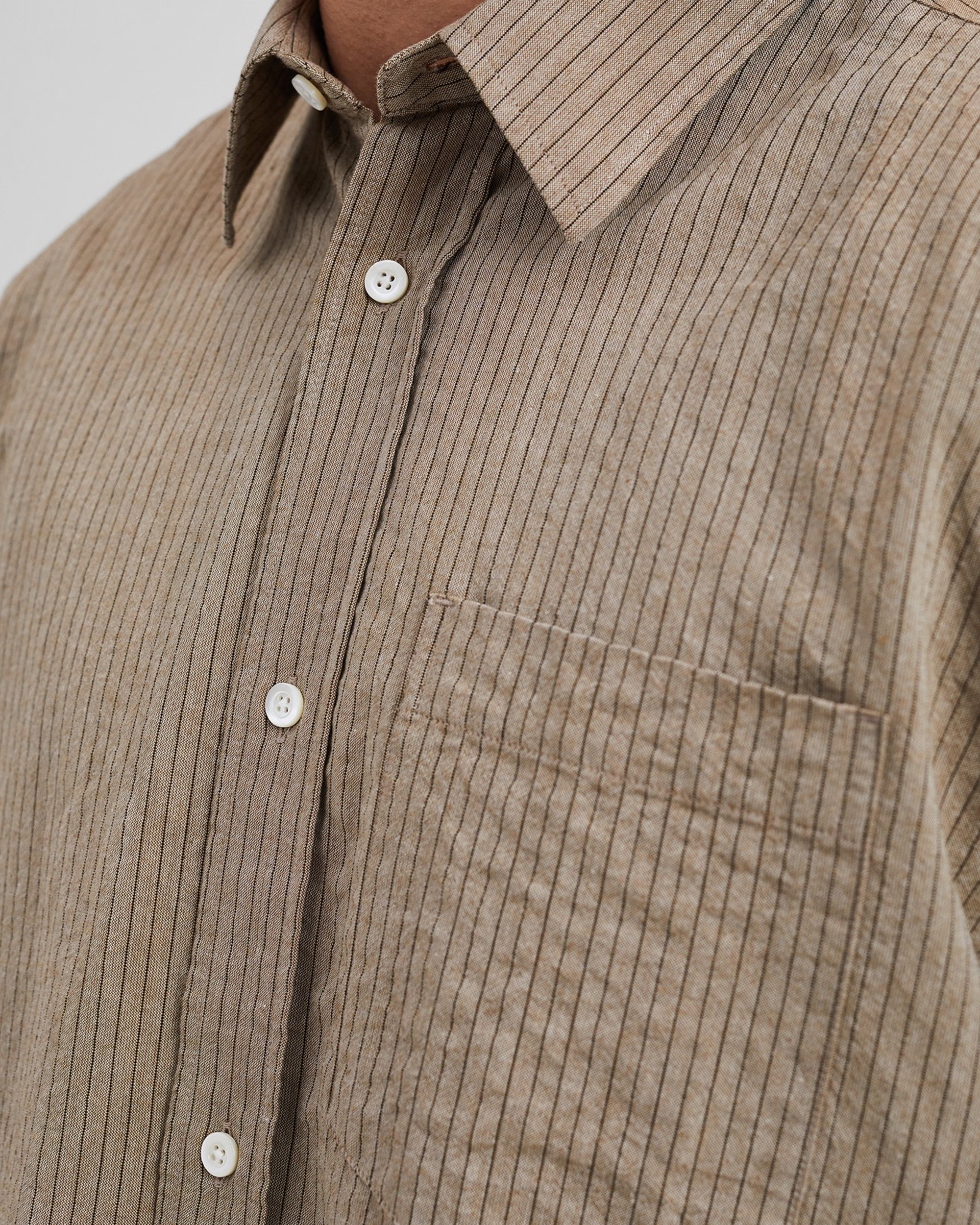 Mo Oversized Striped Shirt - Clay