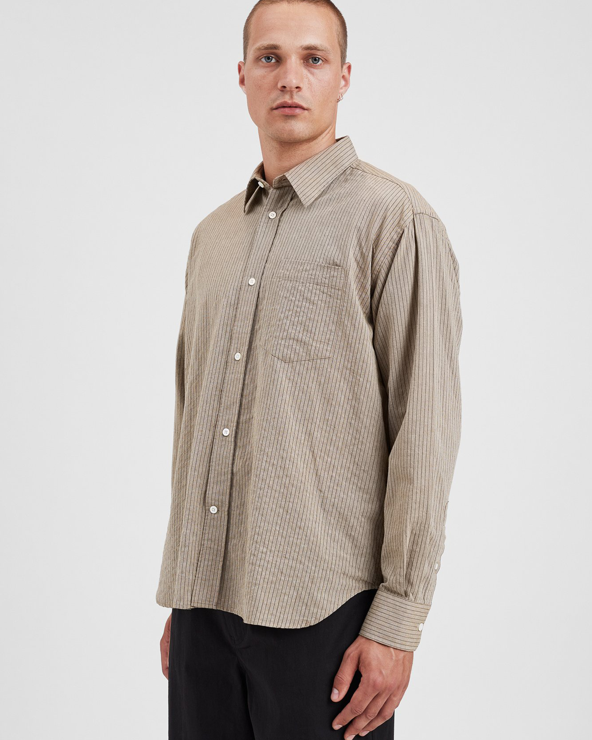 Mo Oversized Striped Shirt - Clay