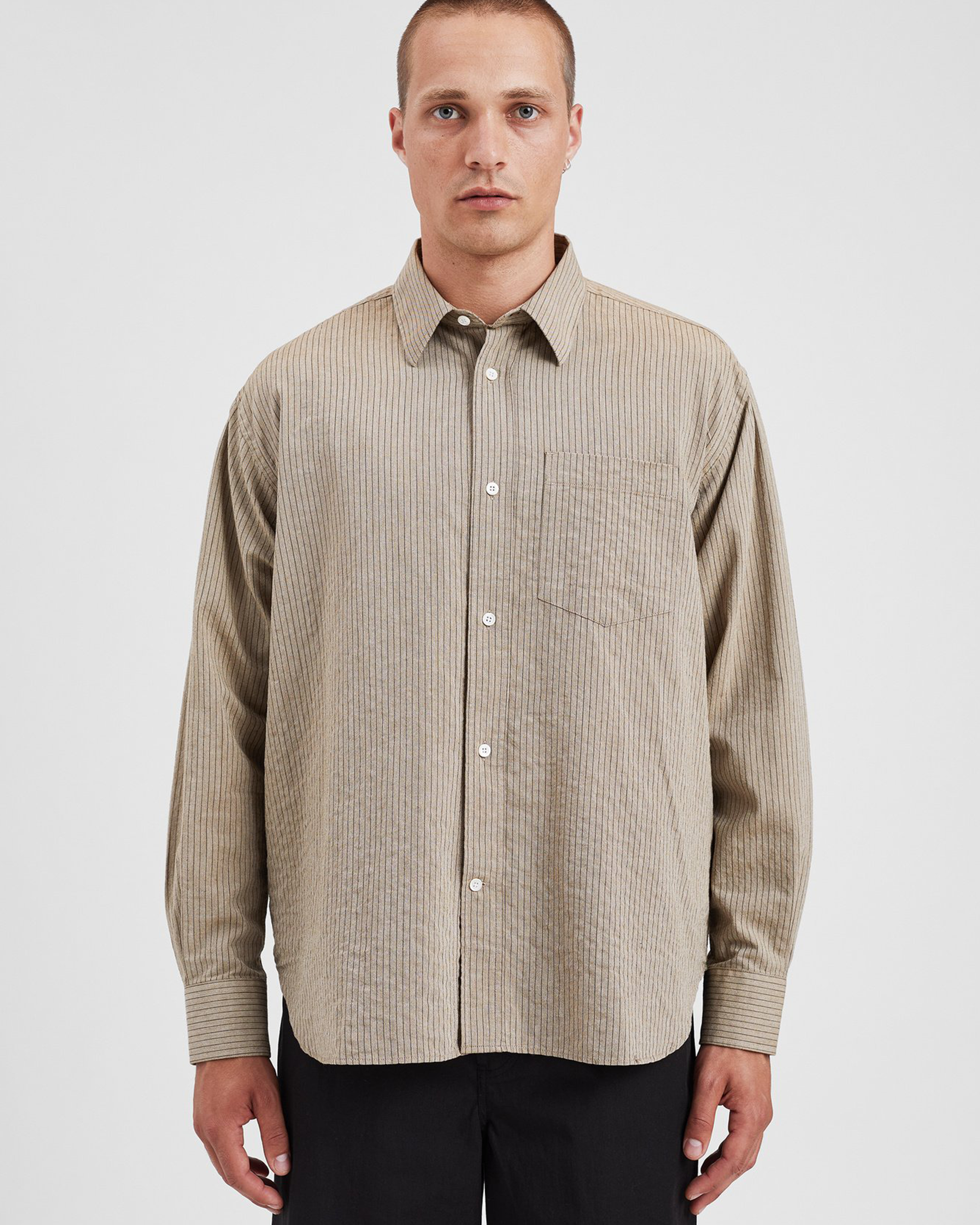 Mo Oversized Striped Shirt - Clay