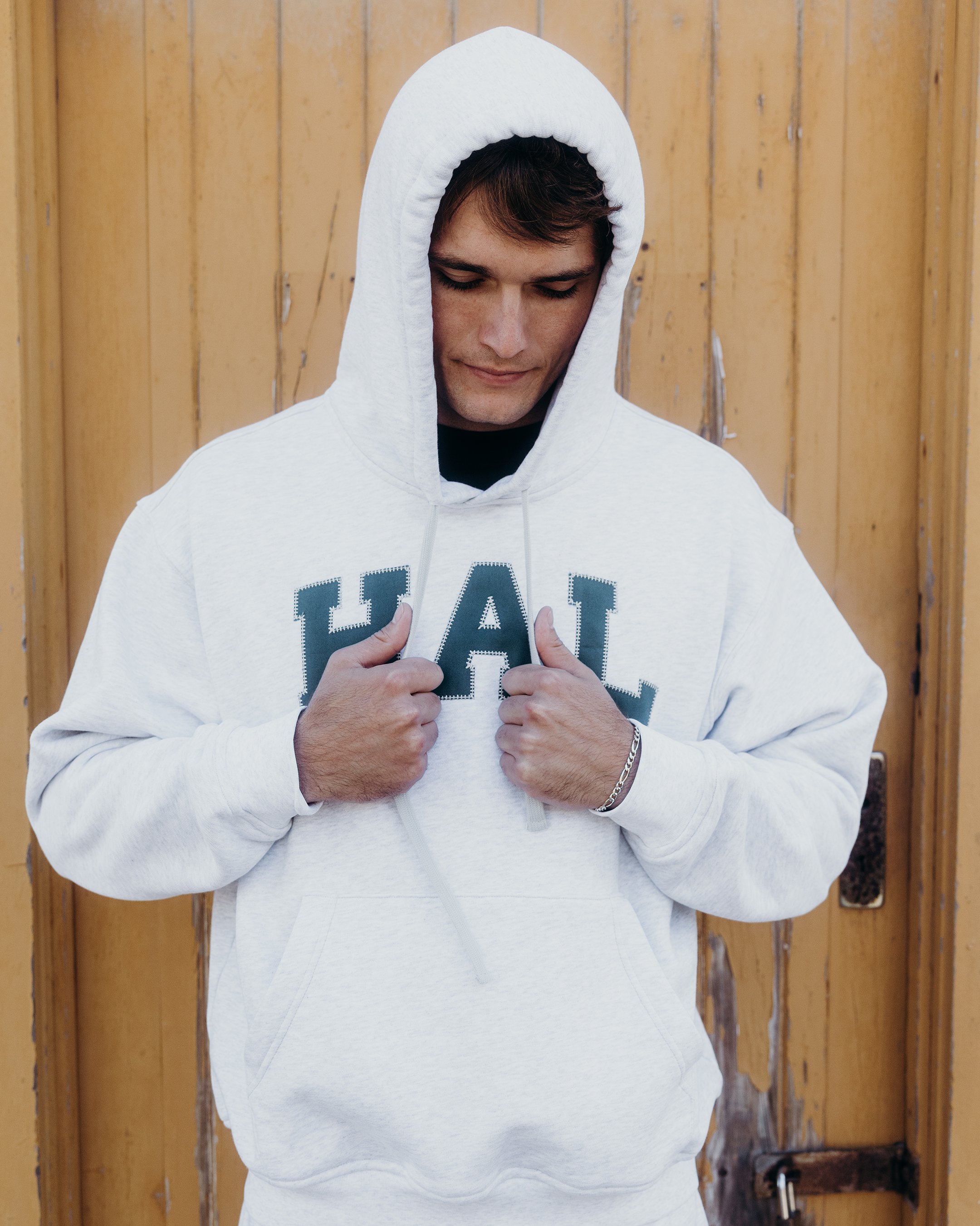 Blanket Stitch Hooded Sweatshirt - Athletic Grey