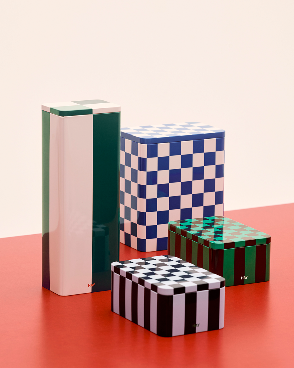 Tin Container Slim - Green / Off White