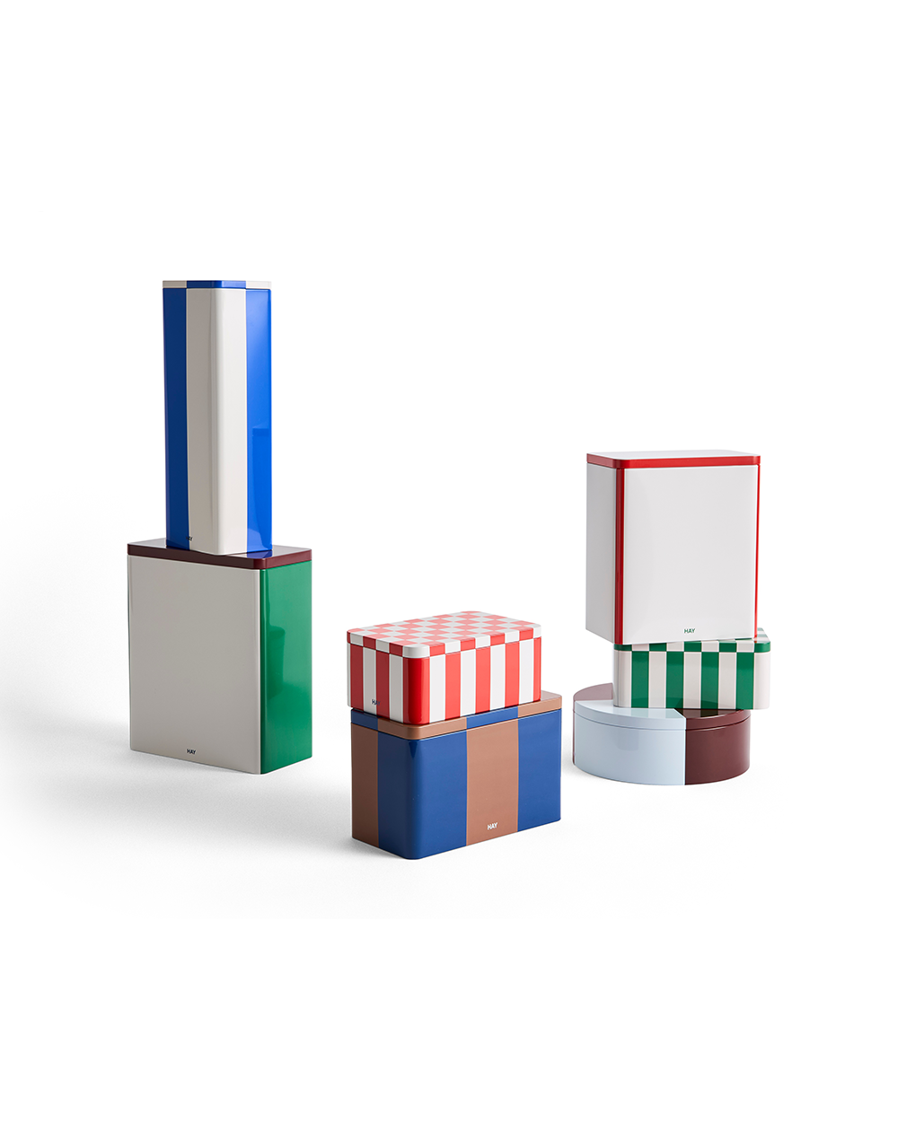 Tin Container Slim - Green / Off White