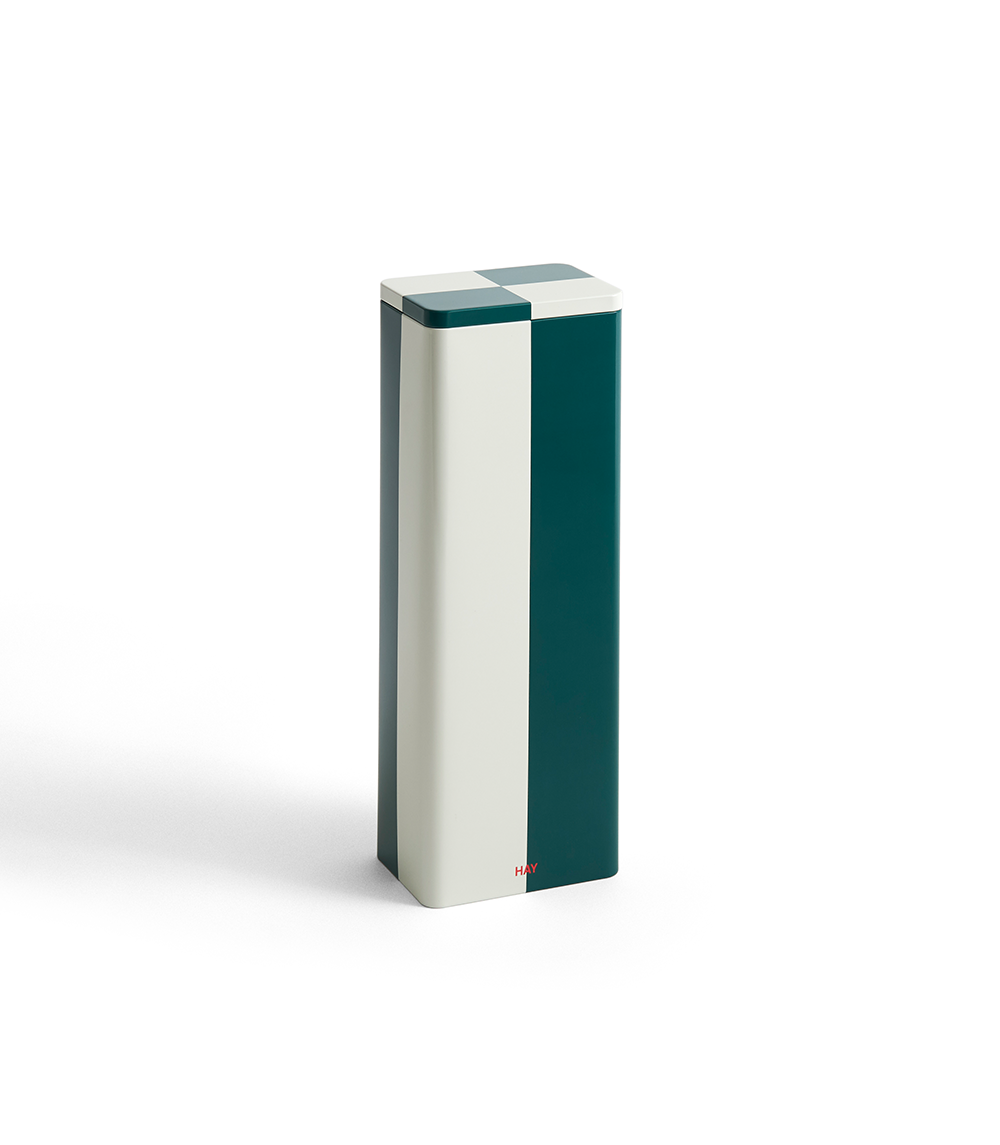 Tin Container Slim - Green / Off White
