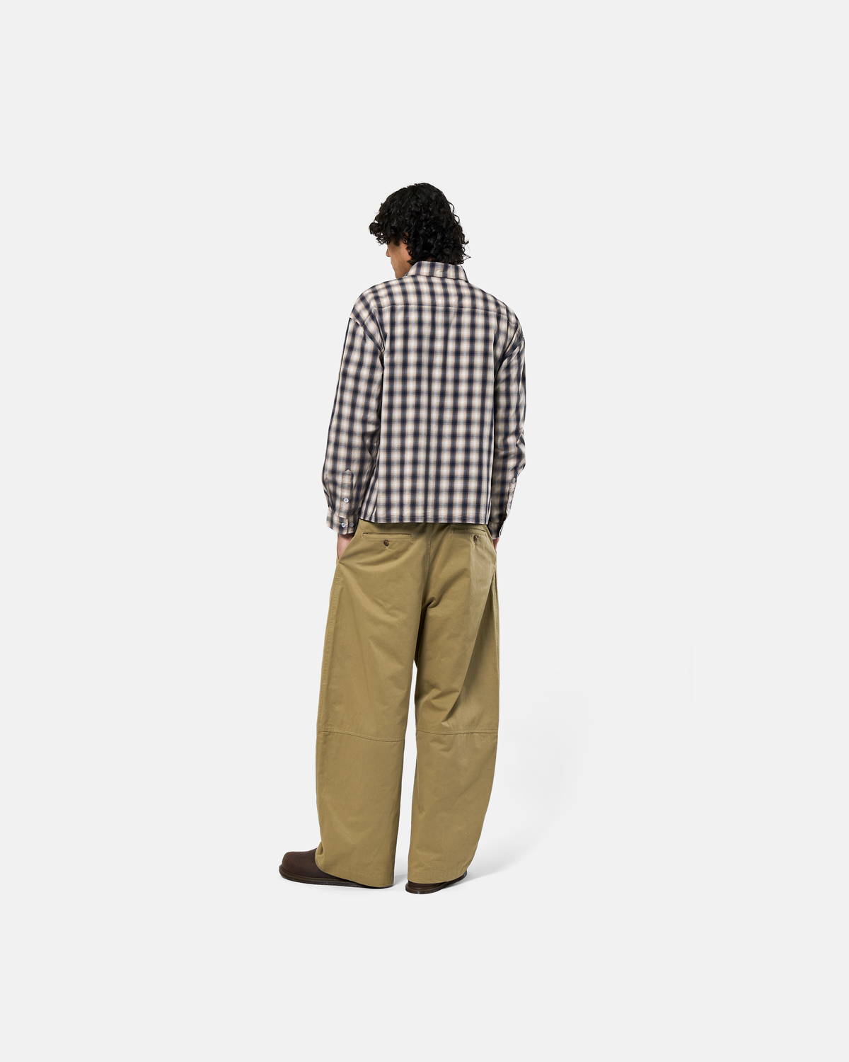 Script L/S Shadow Plaid Shirt - Navy / Sand