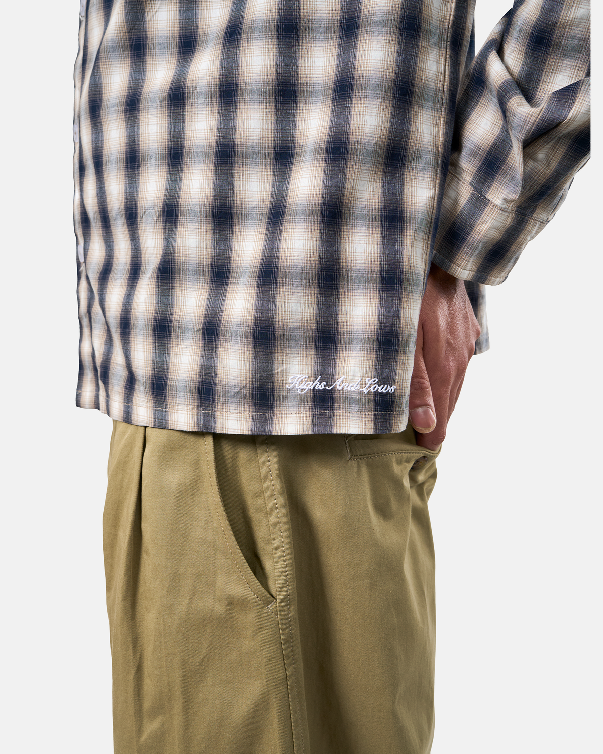 Script L/S Shadow Plaid Shirt - Navy / Sand