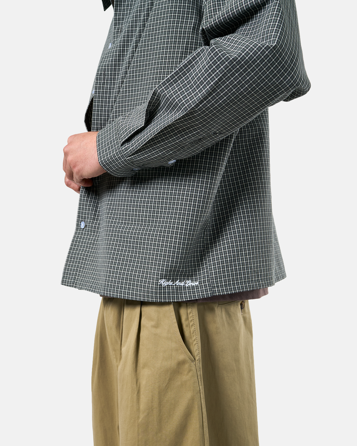 Script L/S Wright Shirt - Navy / Green Check