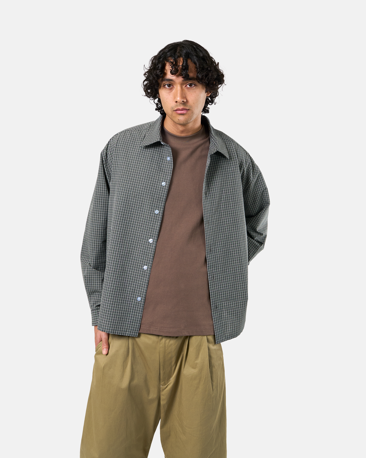 Script L/S Wright Shirt - Navy / Green Check