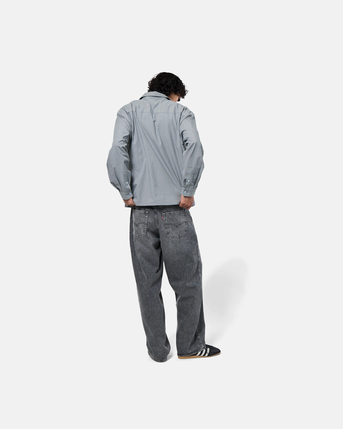 Script L/S Wright Shirt - Grey / Blue Micro Check