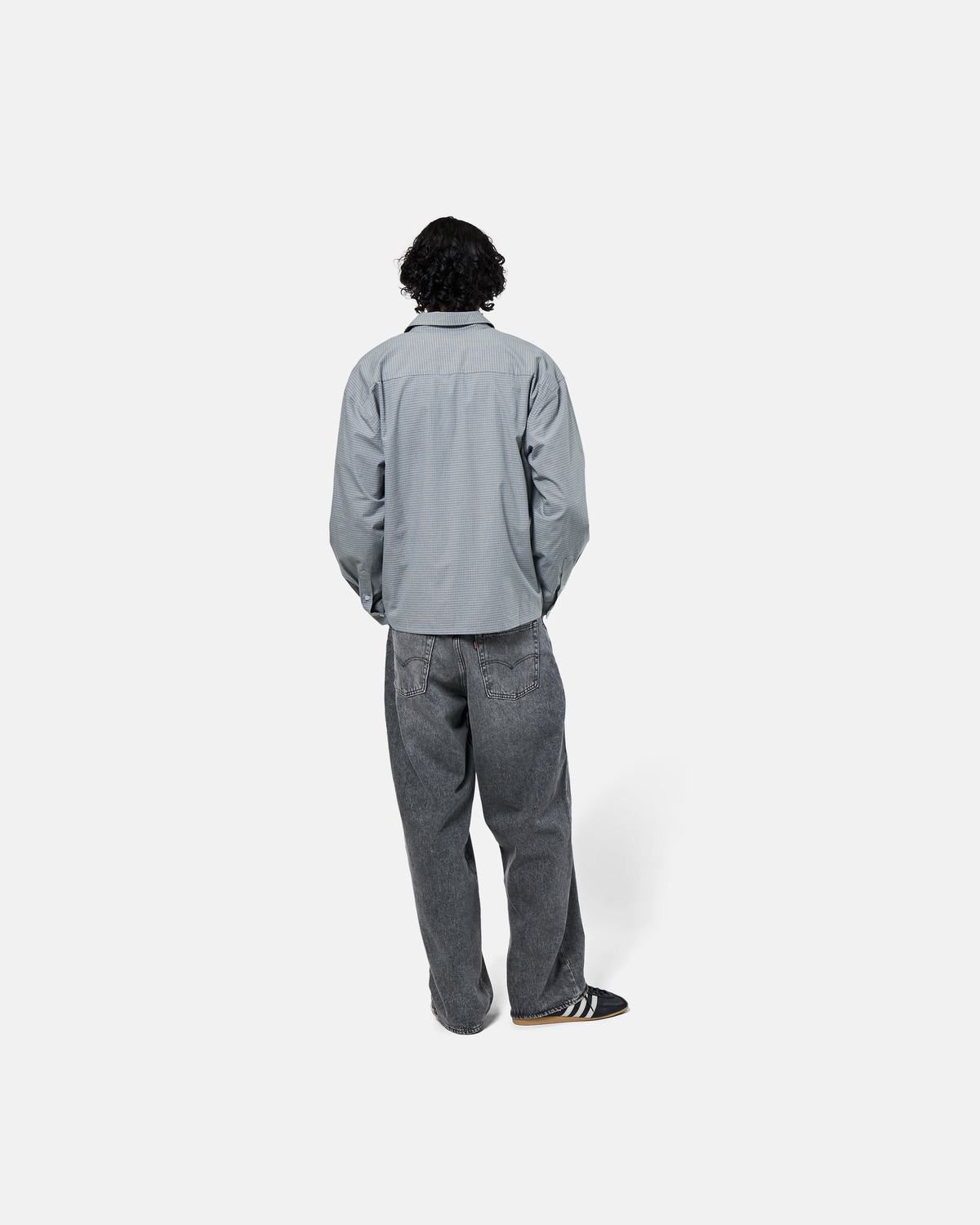 Script L/S Wright Shirt - Grey / Blue Micro Check