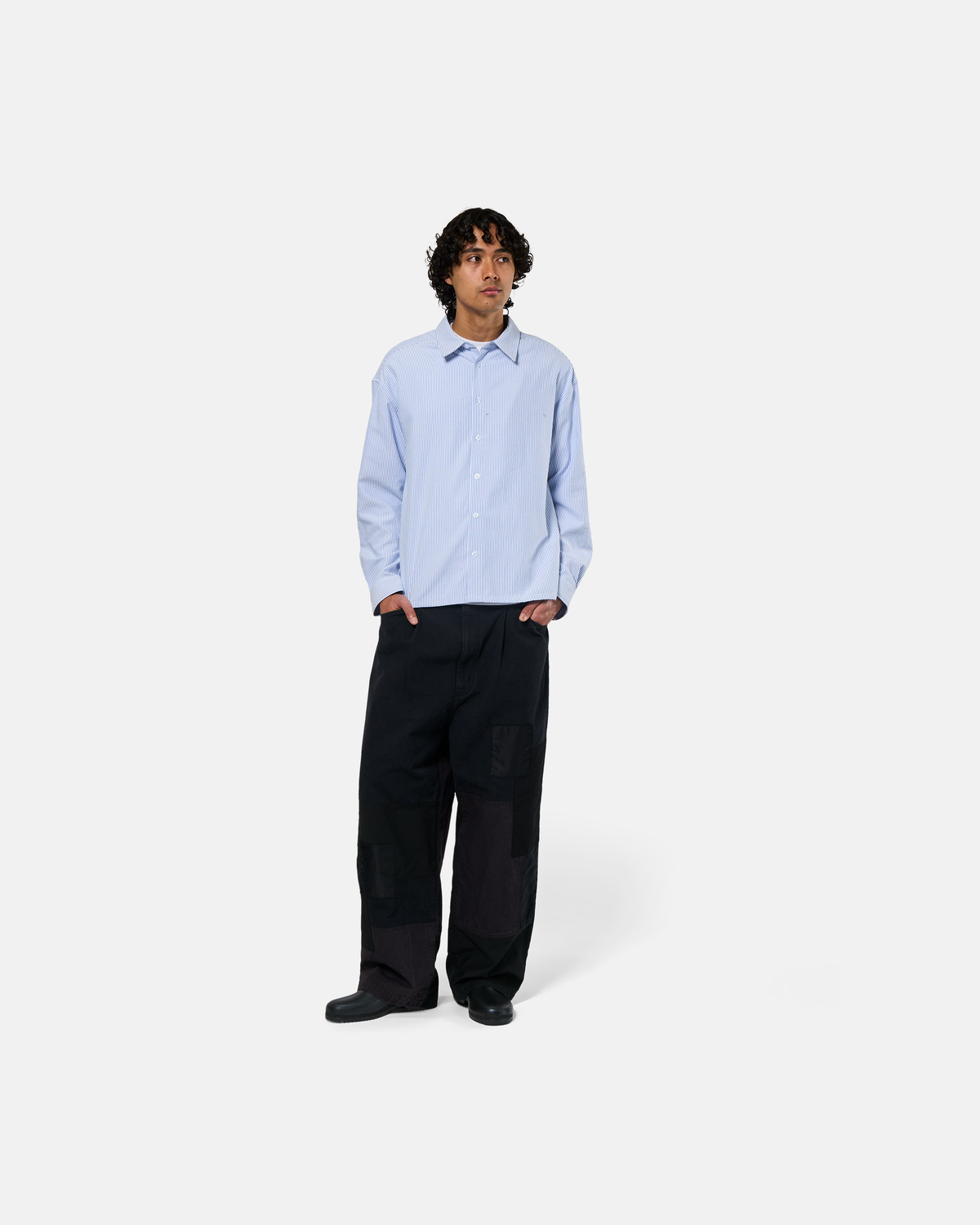 Script L/S Striped Shirt - Blue / White