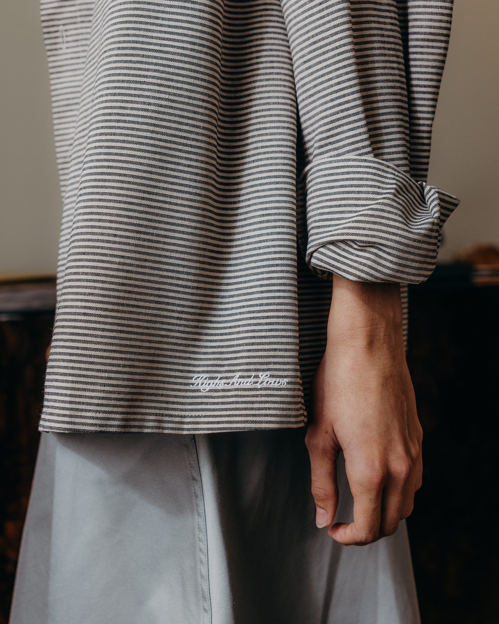 Script L/S Striped Shirt - Dried Herb / Sand