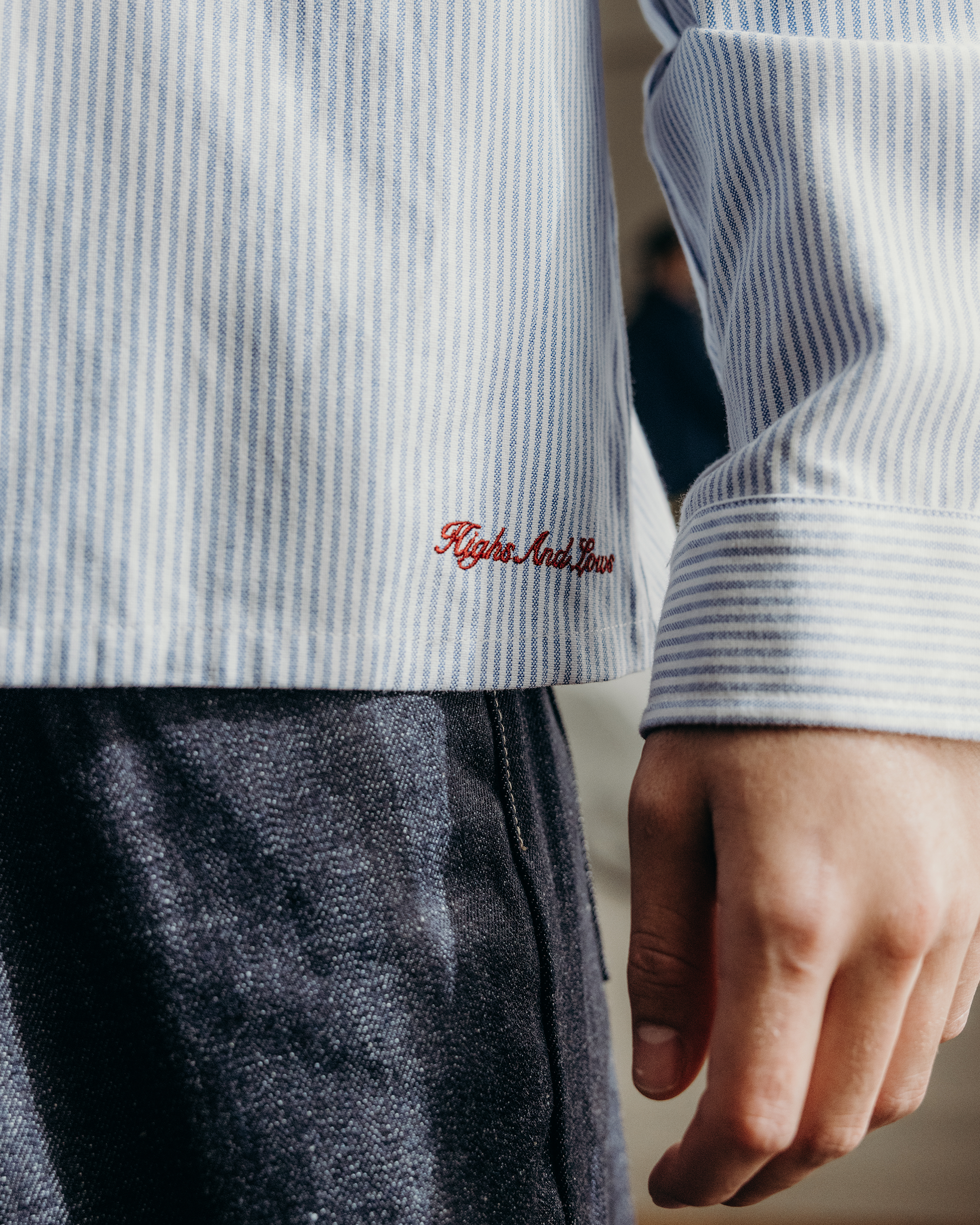 Script L/S Striped Shirt - Blue / White
