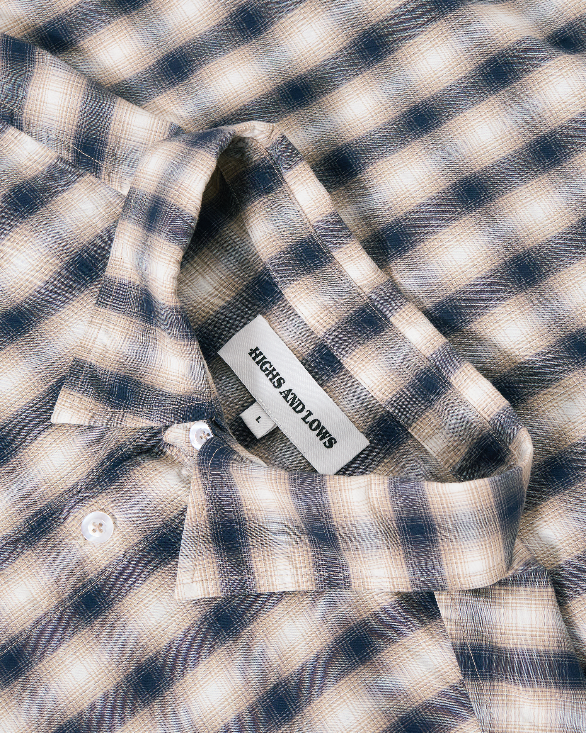 Script L/S Shadow Plaid Shirt - Navy / Sand