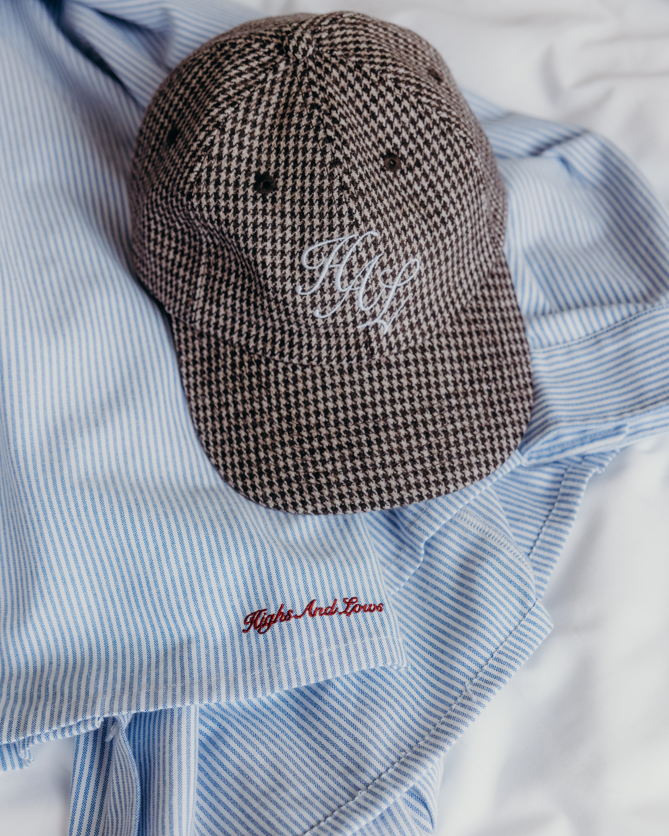 Houndstooth HAL Script Logo Hat - Brown