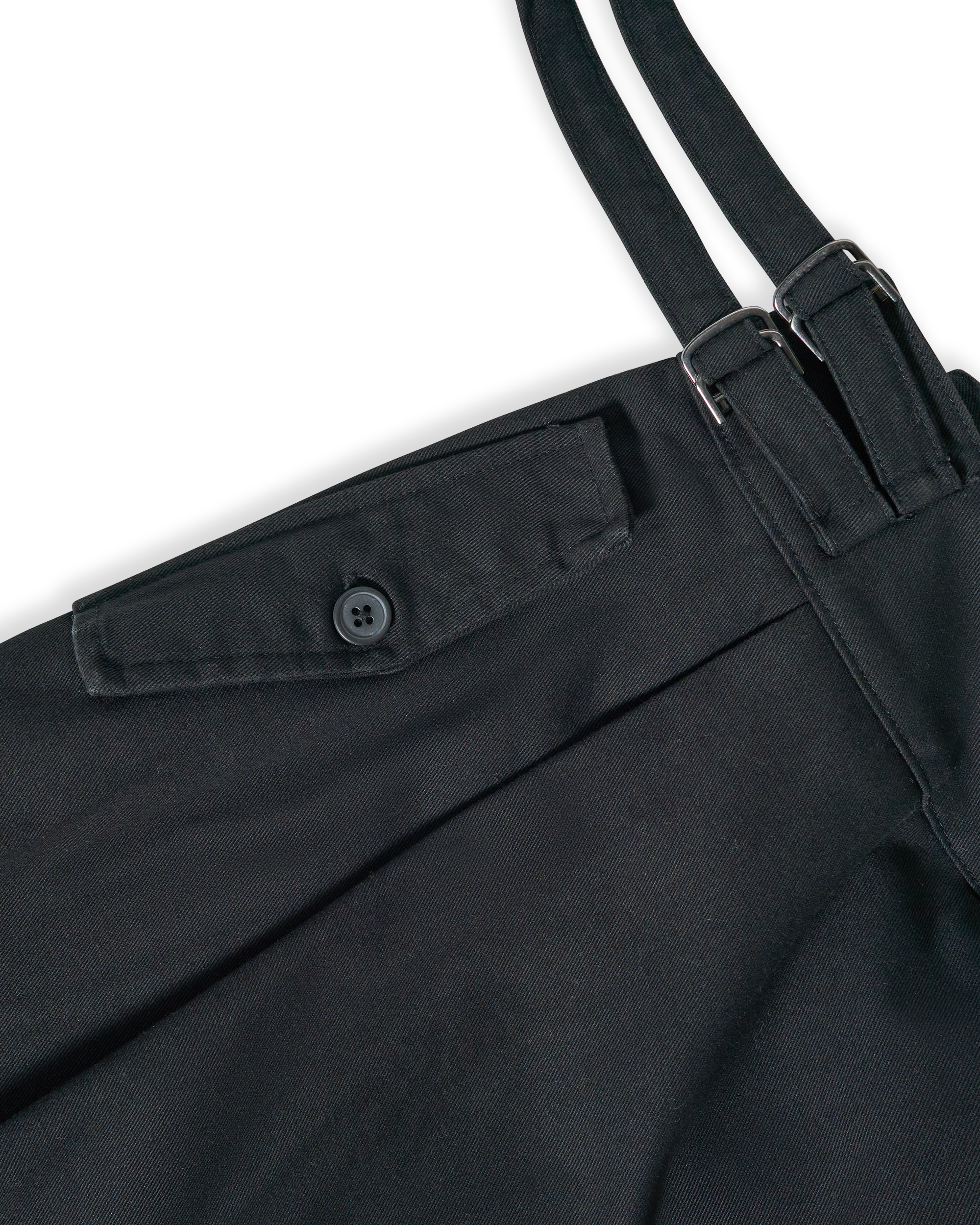 Pleated Twill Buckle Skirt - Black